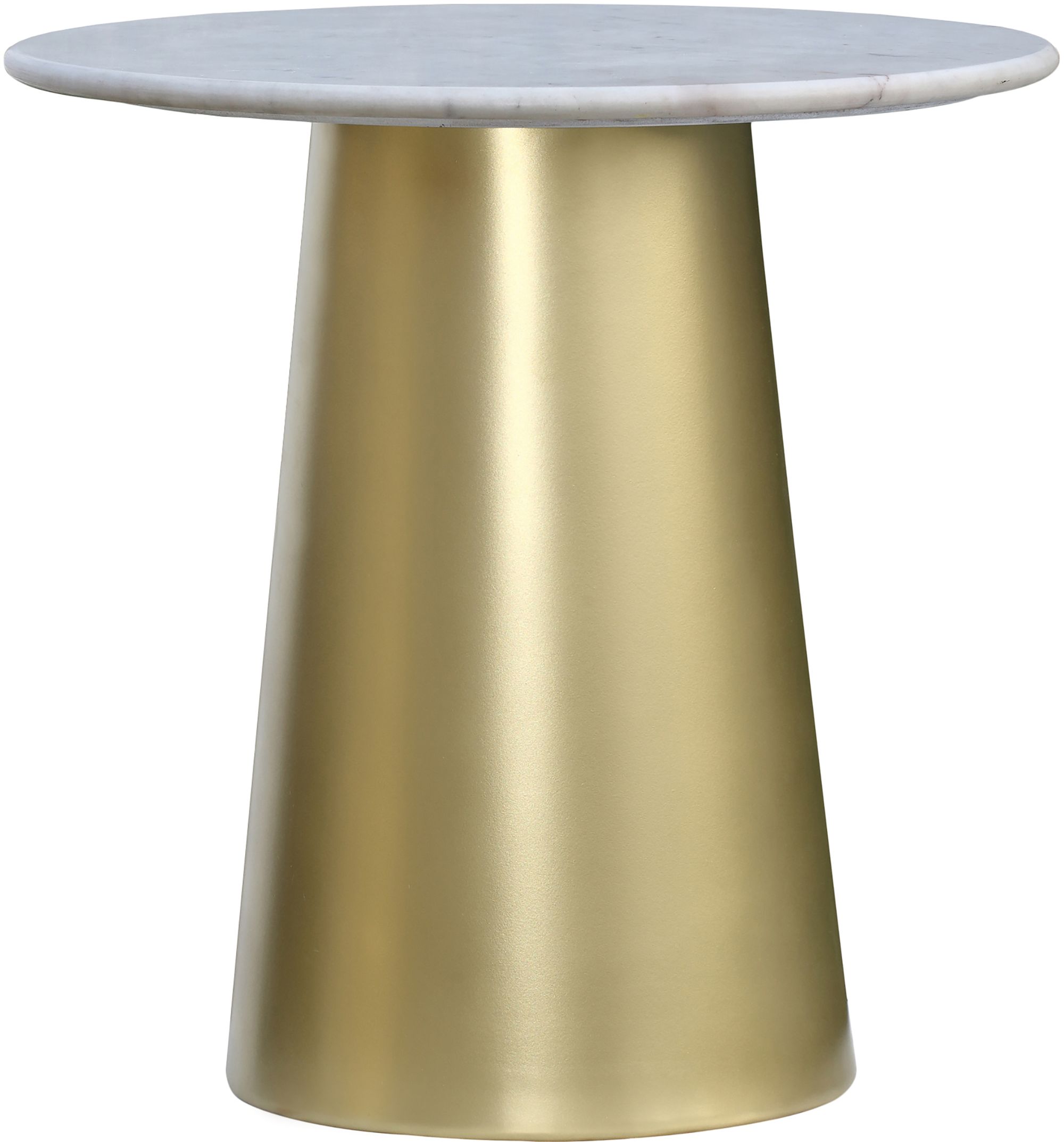 Sorrento 20" Round Marble End Table with Brushed Gold Metal Base