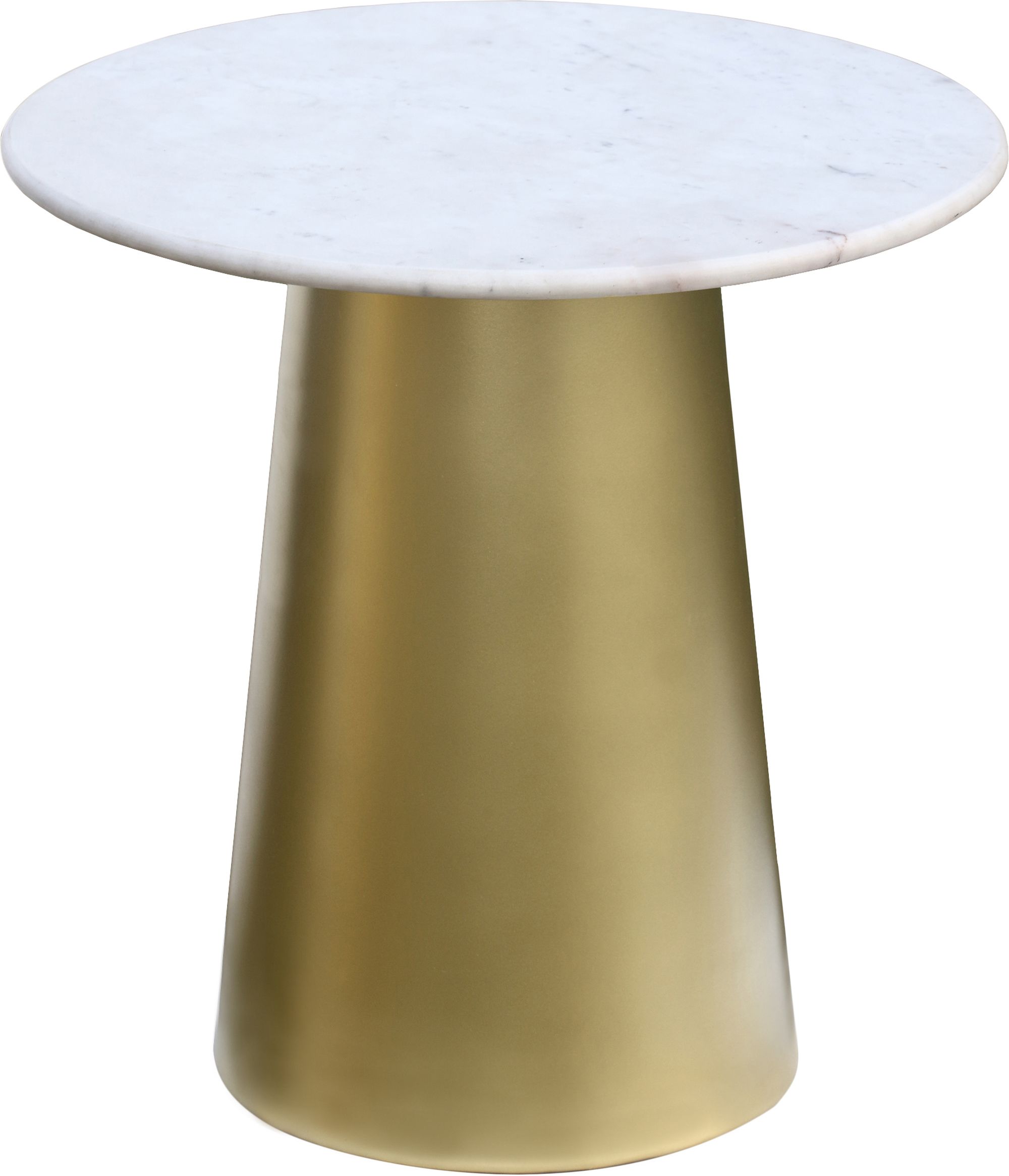 Sorrento 20" Round Marble End Table with Brushed Gold Metal Base