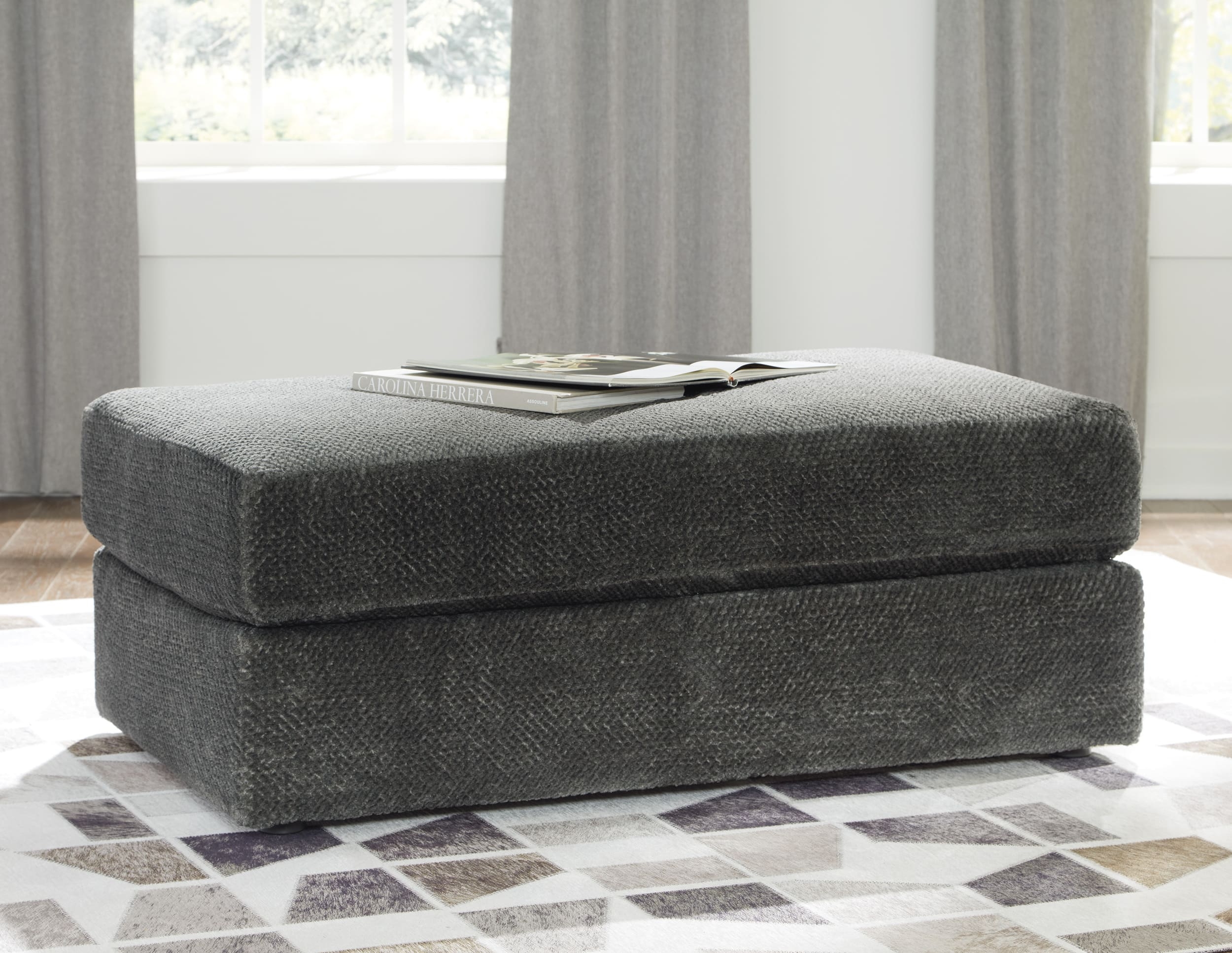 Karinne Oversized Accent Ottoman - Smoke