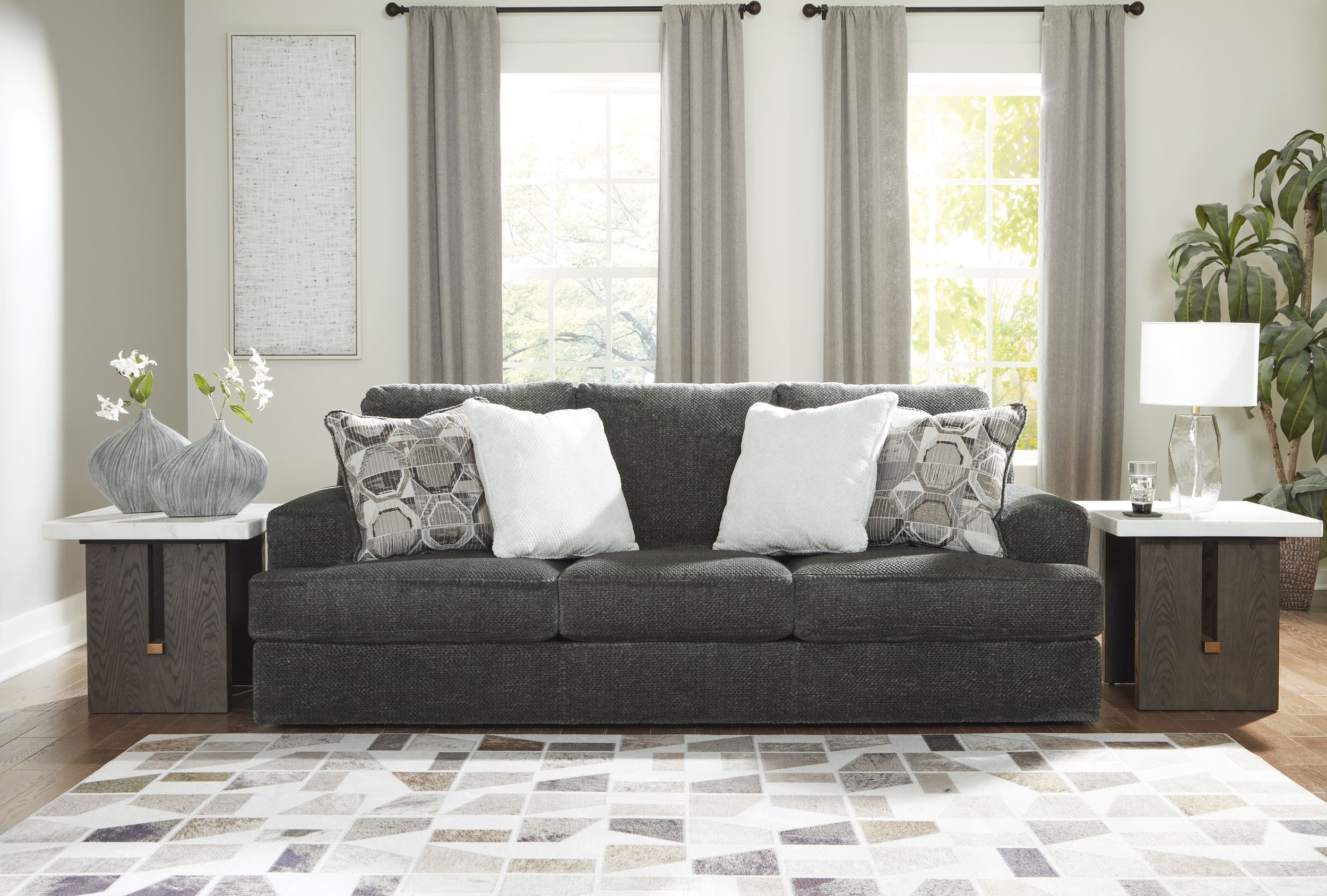 Karinne Polyester Smoke Sofa