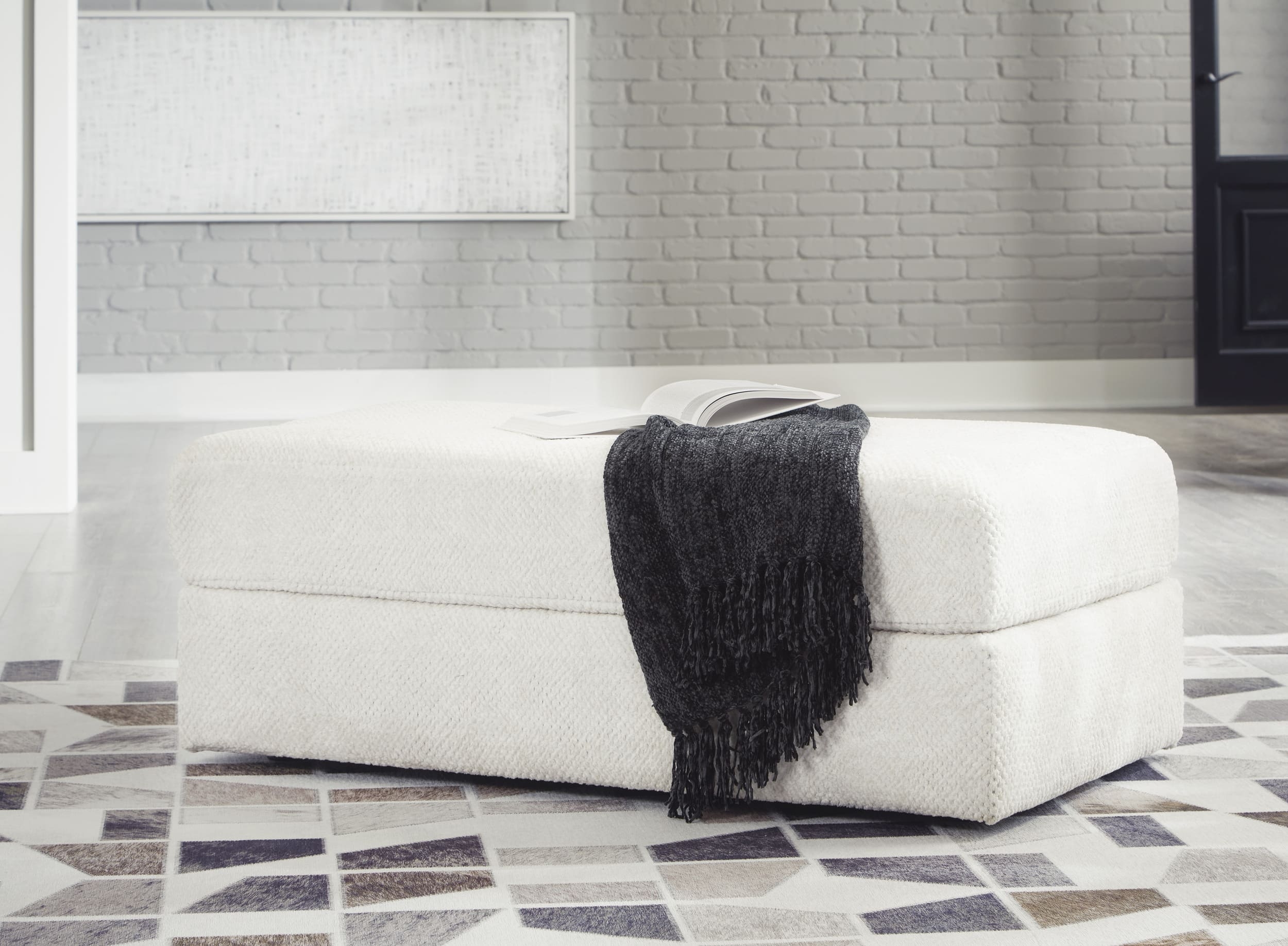 Karinne Oversized Accent Ottoman - Linen