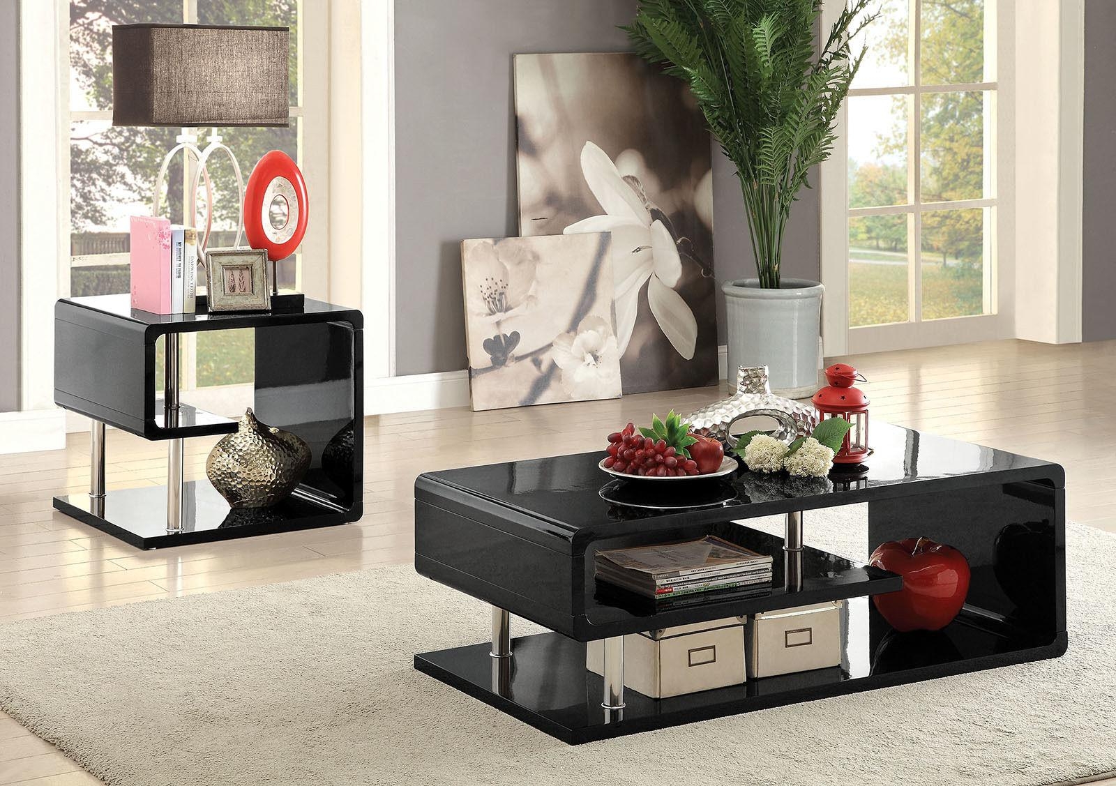 Ninove Lacquer/Wood Storage Coffee Table Set