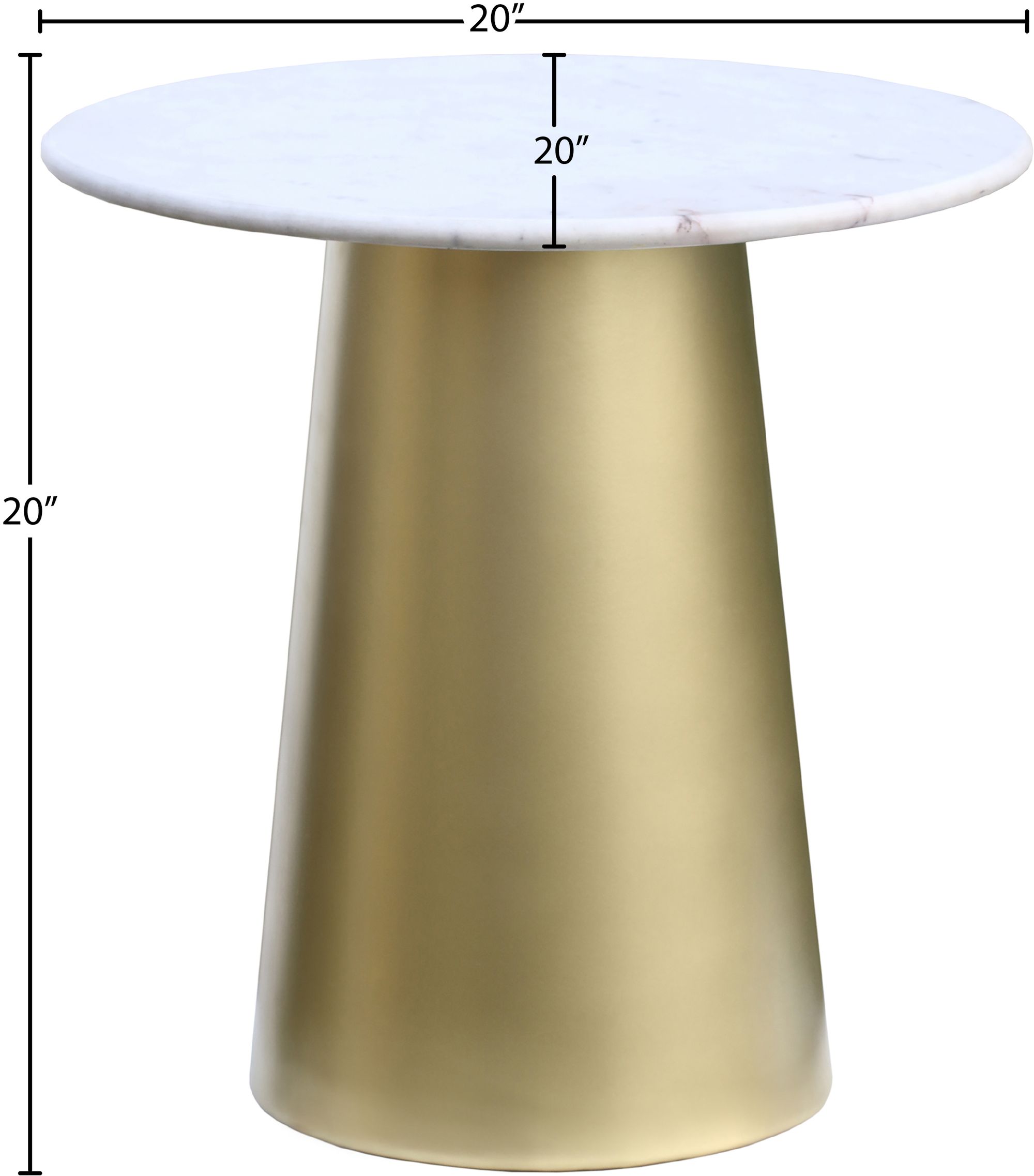Sorrento 20" Round Marble End Table with Brushed Gold Metal Base