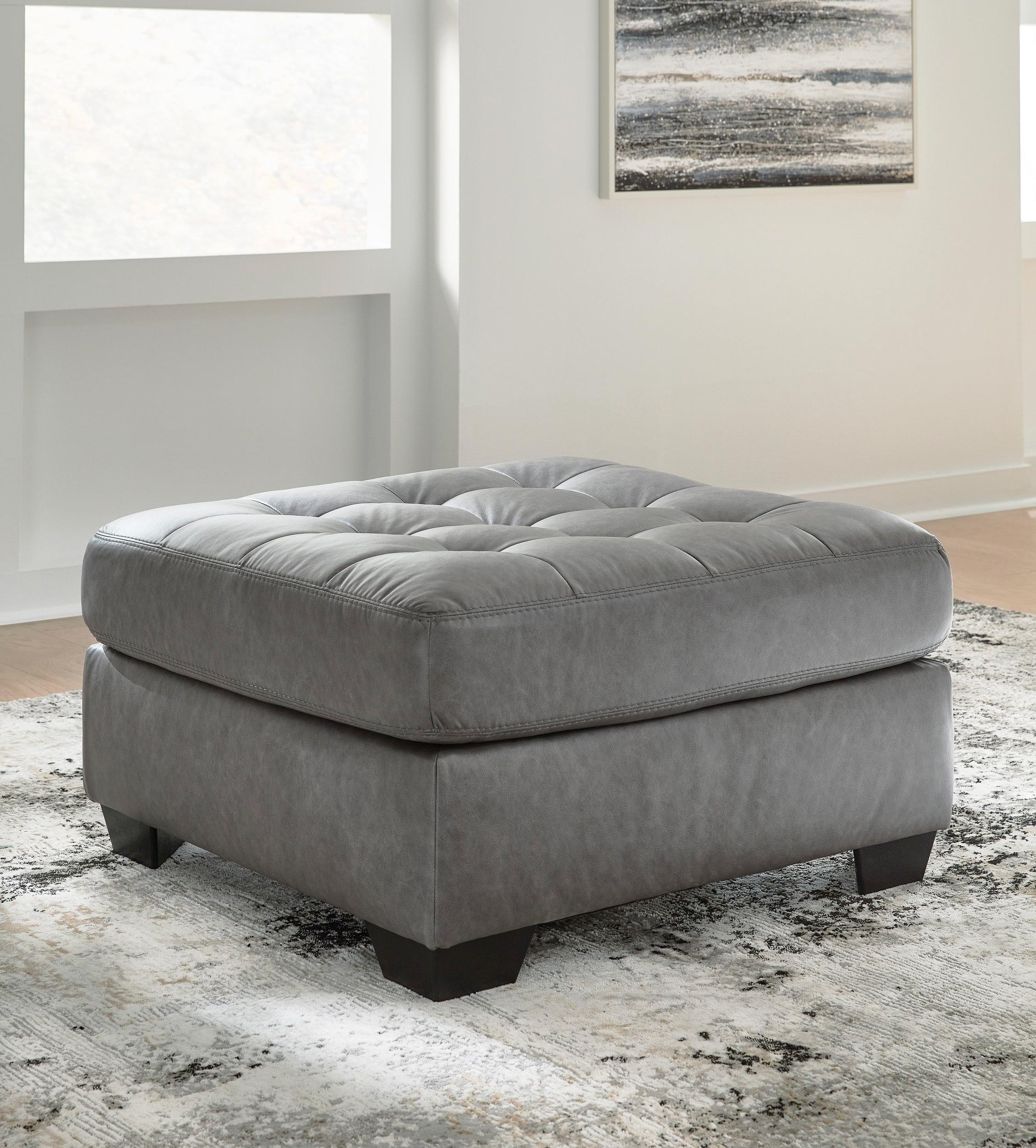 Clairette Court 42" Square Faux Leather Ottoman - Alloy Steel Gray