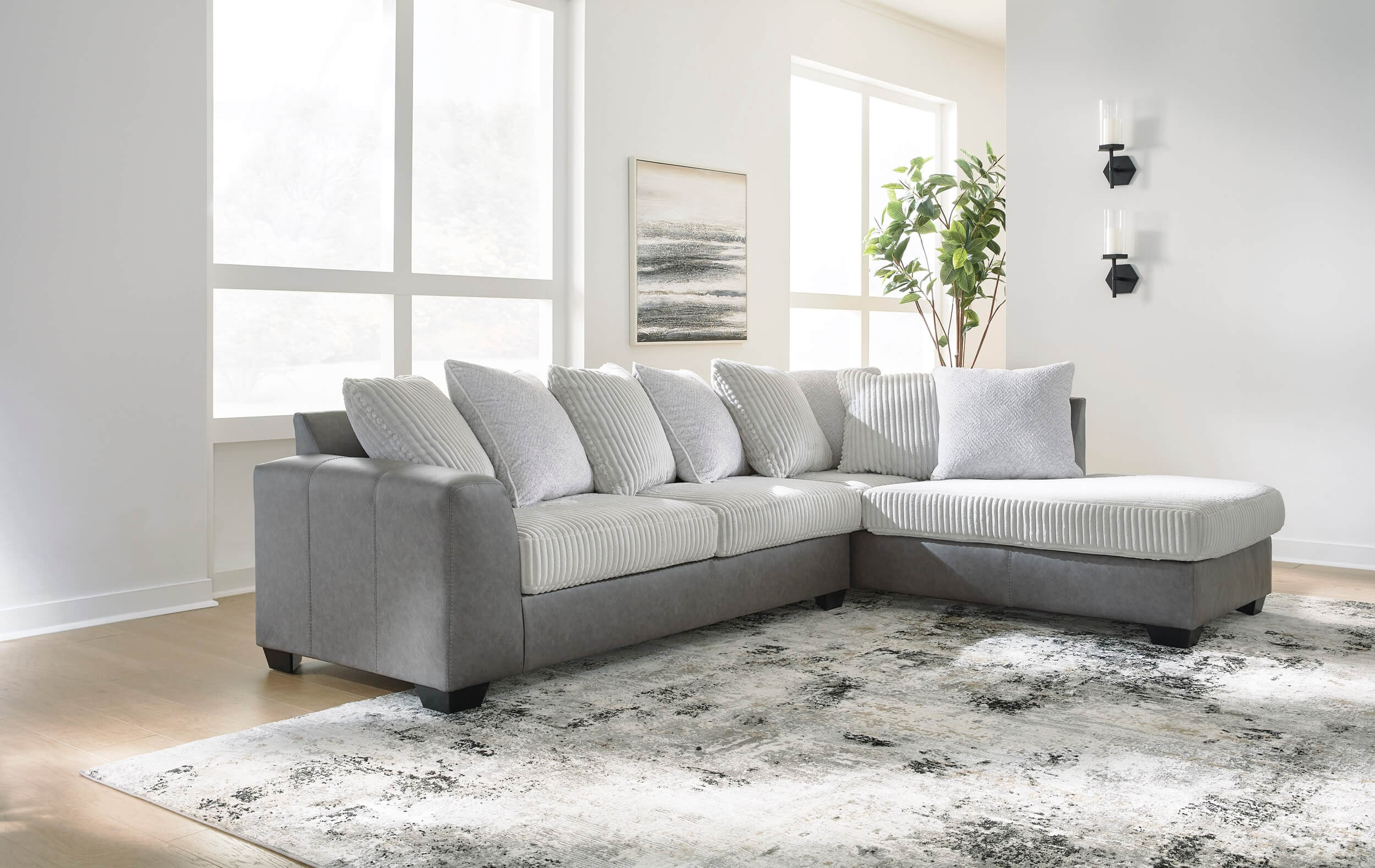 SM Clairette Court 2-Piece Polyester Fabric L-Shaped Sectional Sofa