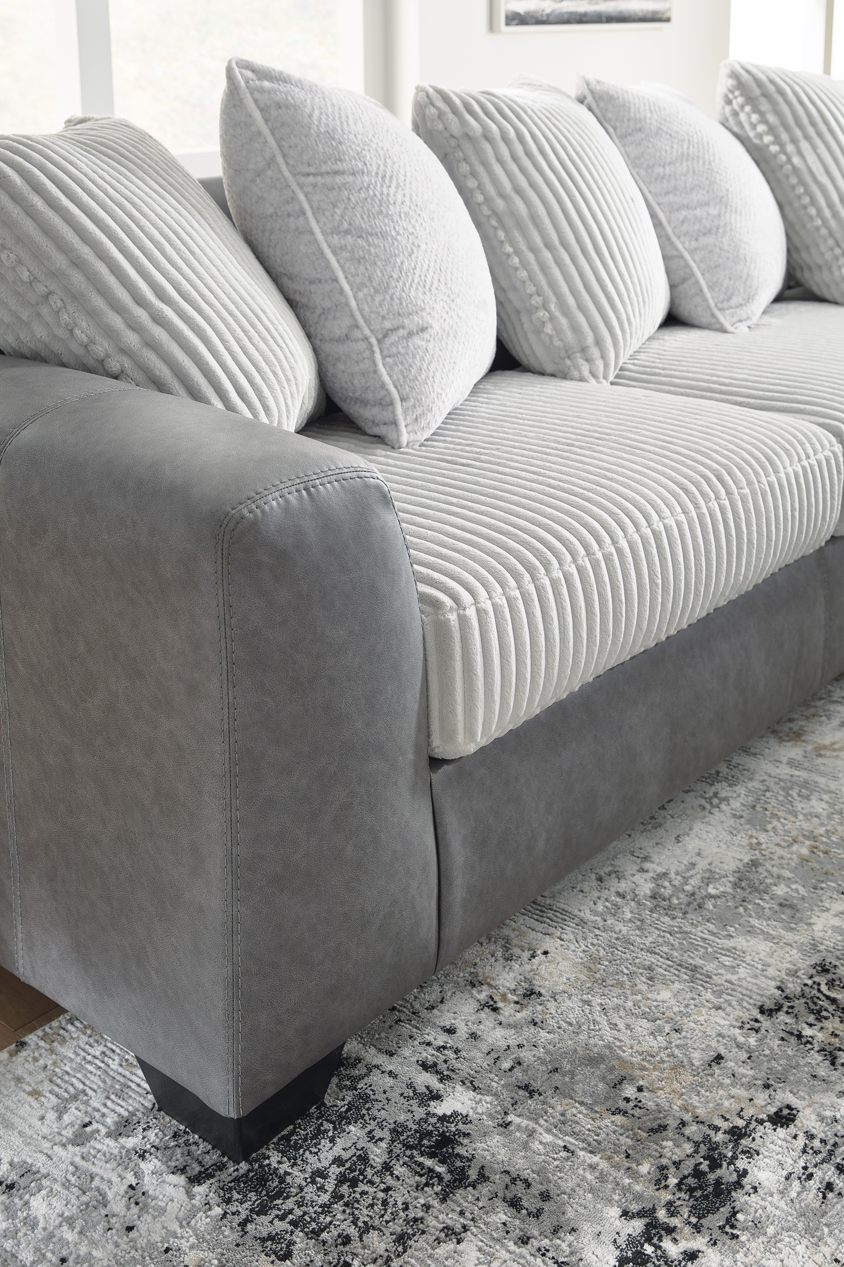 SM Clairette Court 2-Piece Polyester Fabric L-Shaped Sectional Sofa