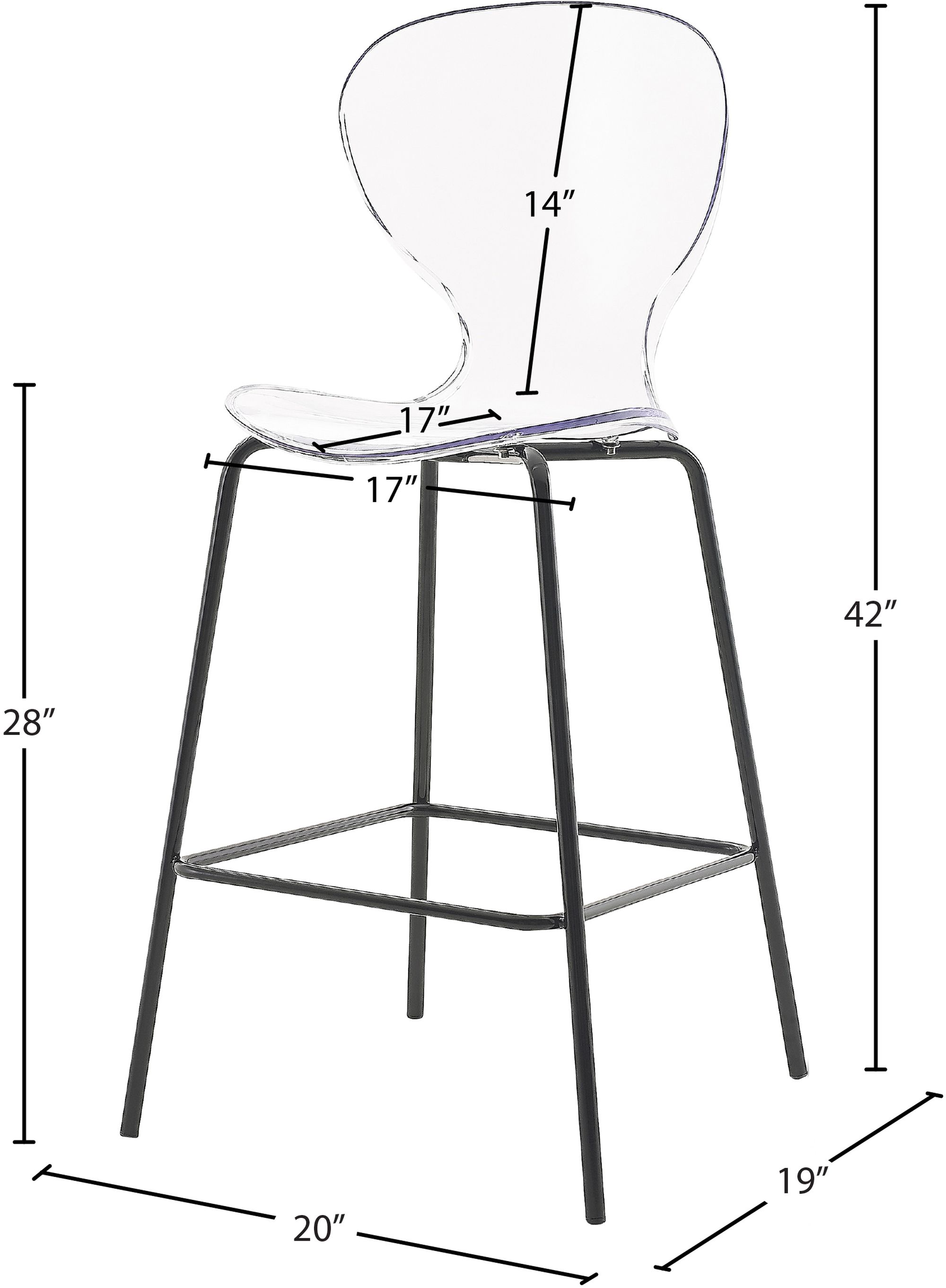Clarion Polycarbonate Counter Stool with Matte Black Metal Frame