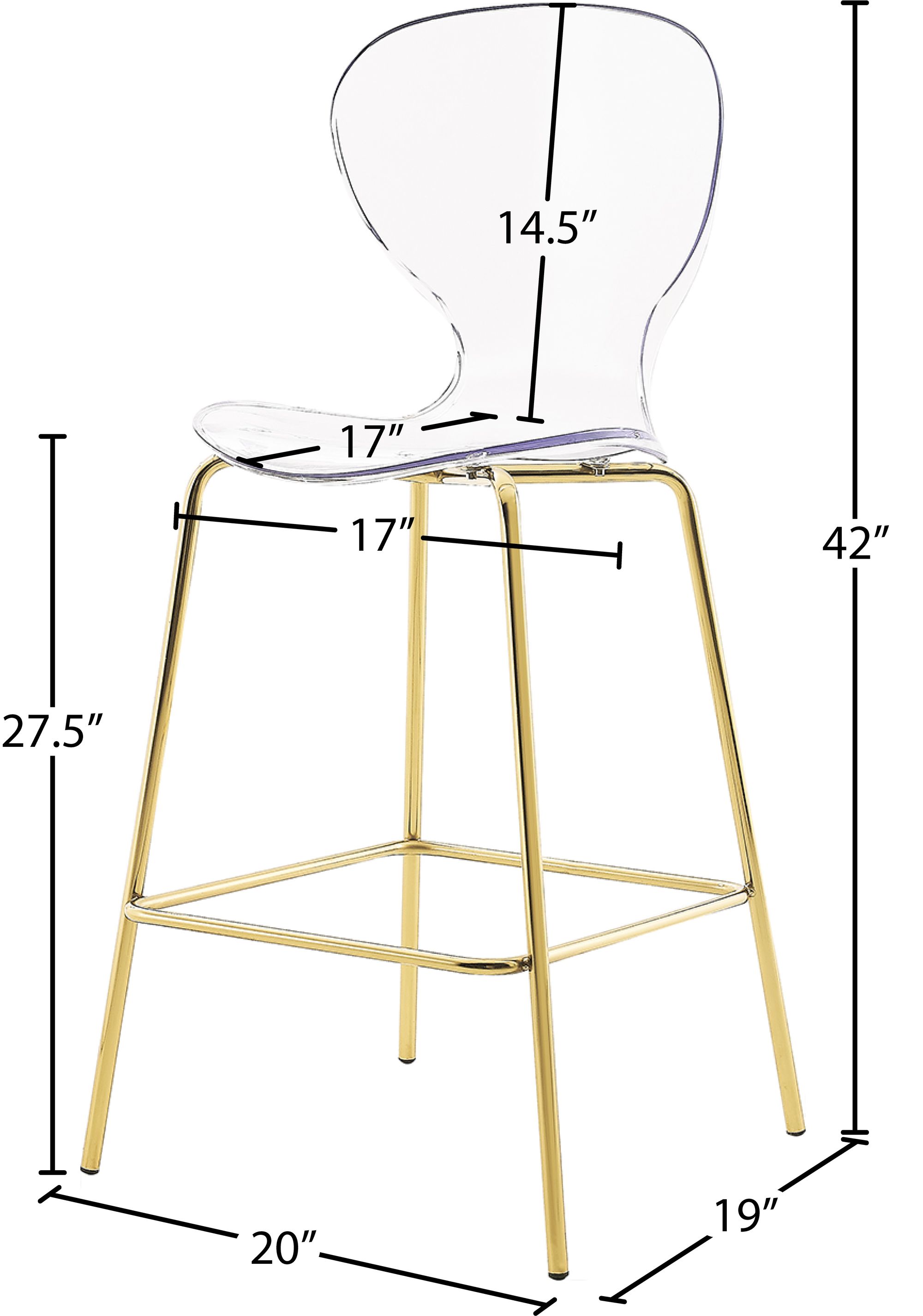 Clarion Polycarbonate Counter Stool with Gold Metal Frame