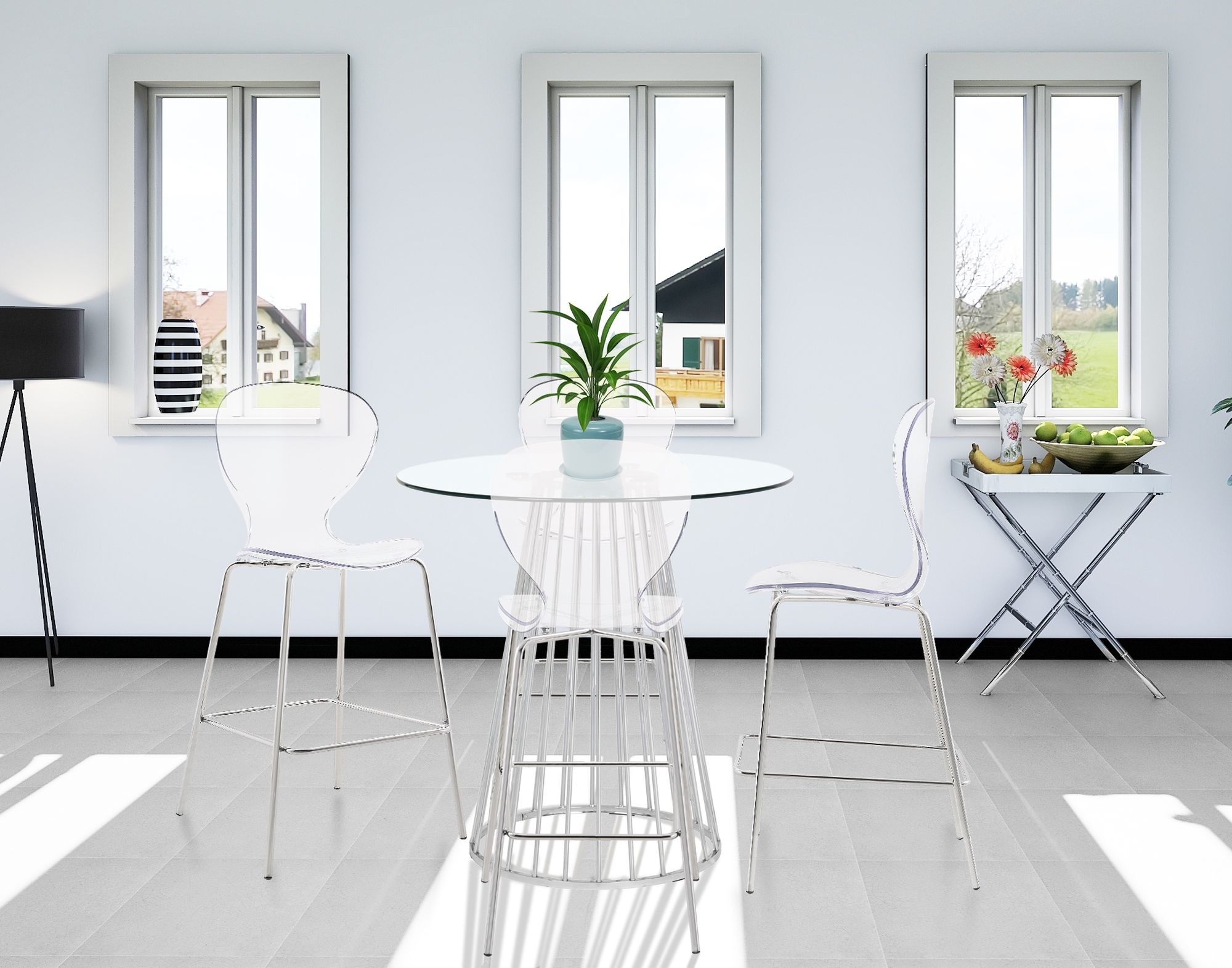 Clarion Polycarbonate Counter Stool with Metal Frame