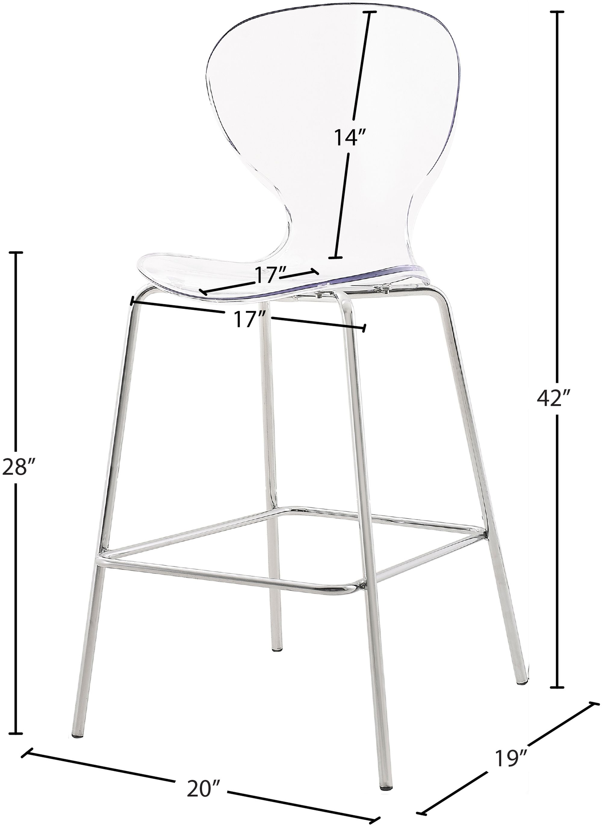 Clarion Polycarbonate Counter Stool with Chrome Metal Frame