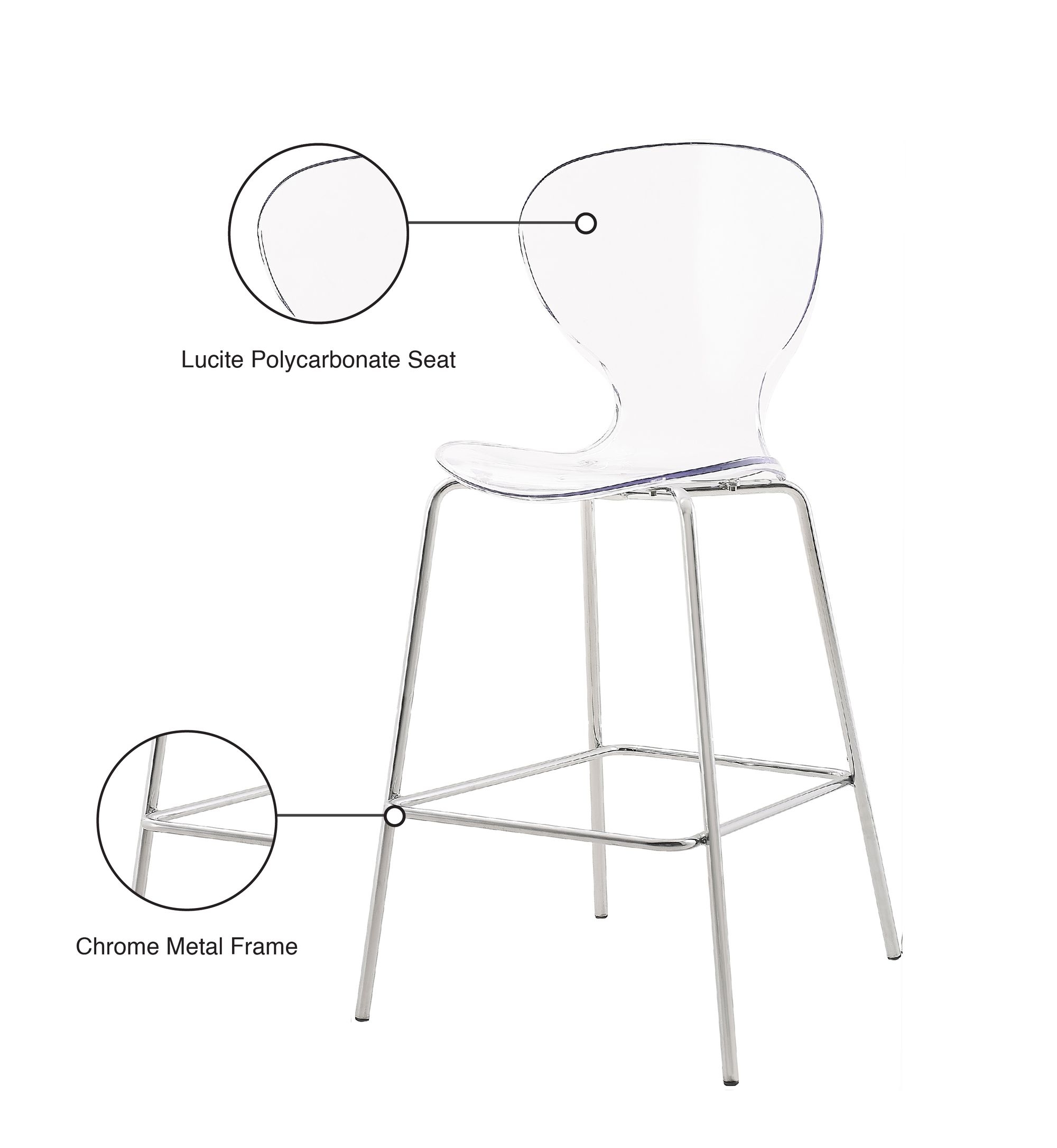 Clarion Polycarbonate Counter Stool with Metal Frame