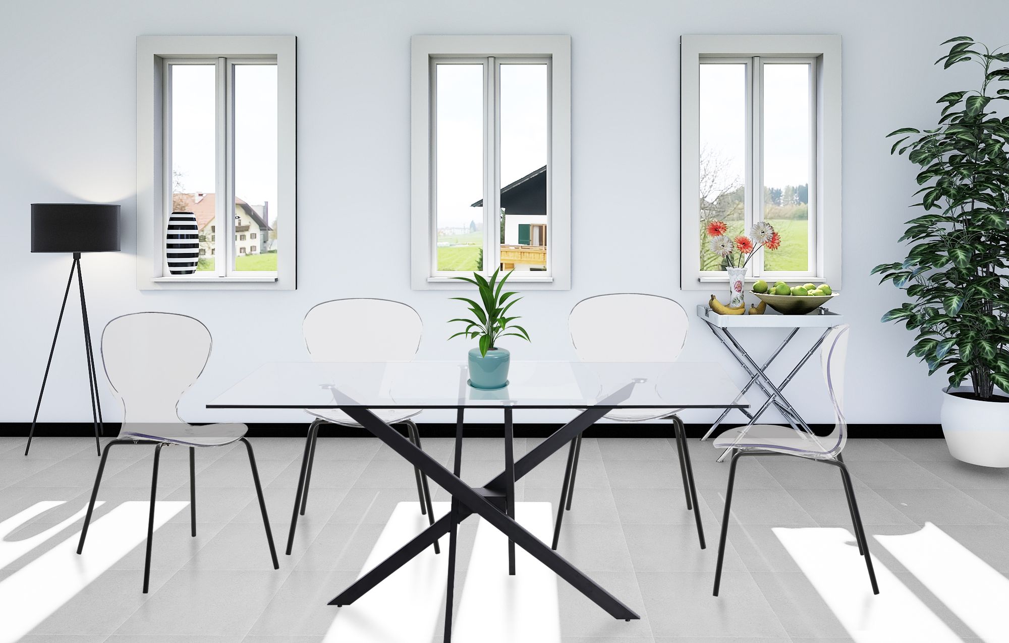 Clarion Polycarbonate Dining Chair with Metal Frame