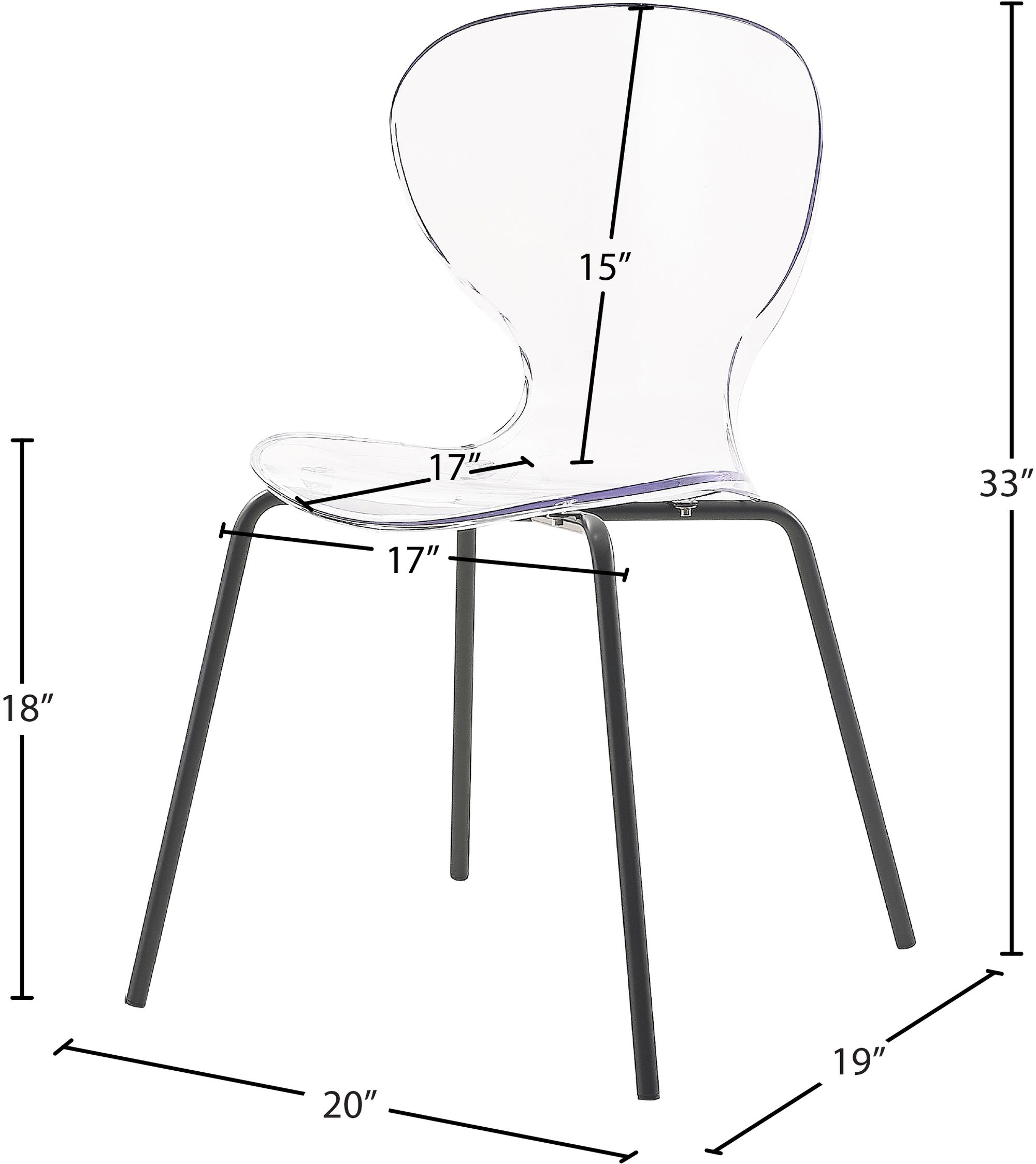 Clarion Polycarbonate Dining Chair with Matte Black Metal Frame