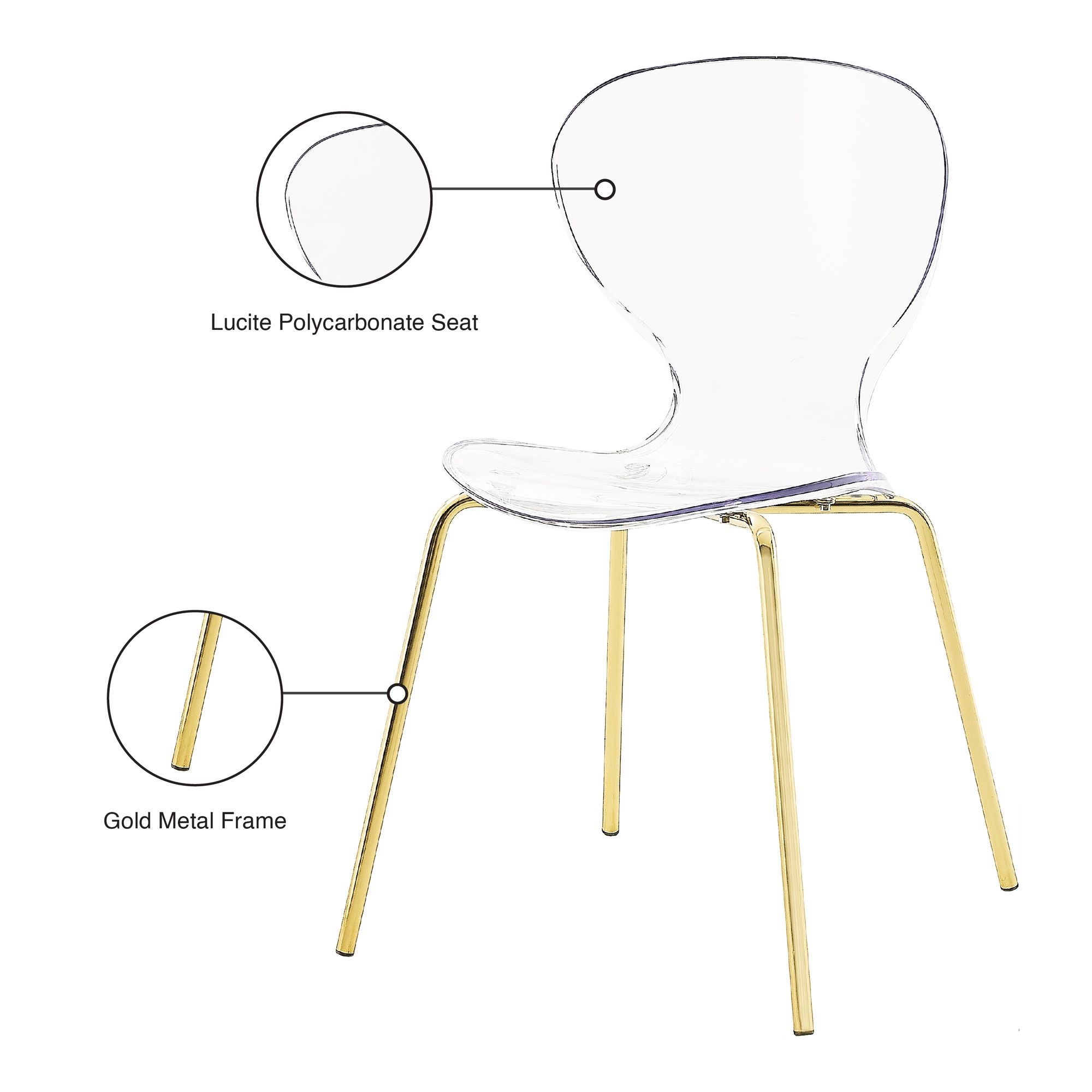 Clarion Polycarbonate Dining Chair with Metal Frame