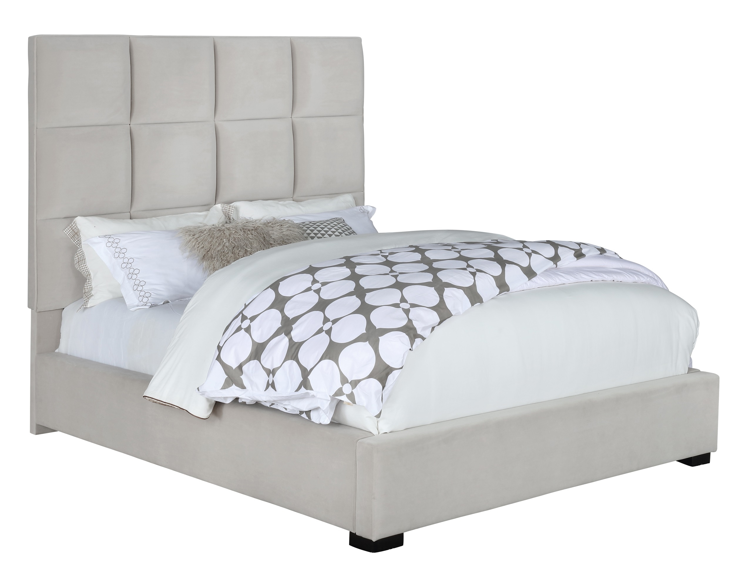Panes Fabric Tufted Upholstered Panel Bed