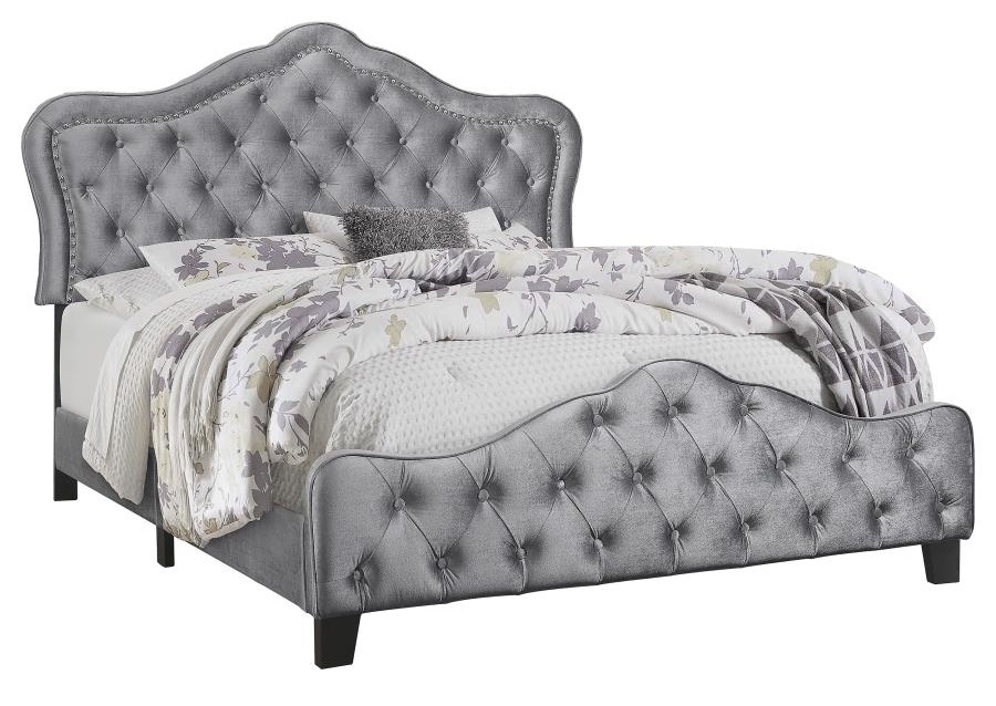 Bella Velvet Tufted Panel Bed, Queen Size