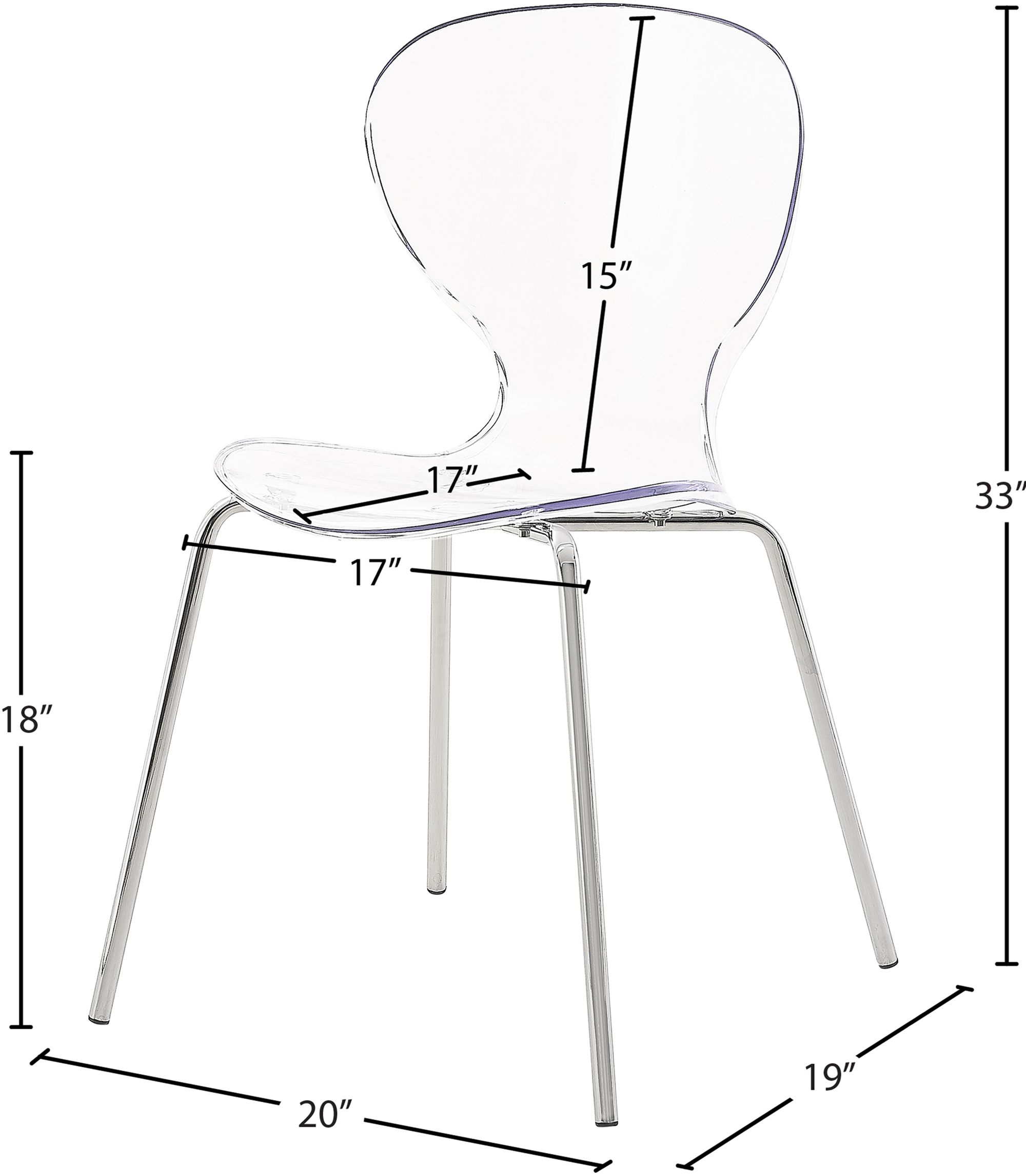 Clarion Polycarbonate Dining Chair with Chrome Metal Frame
