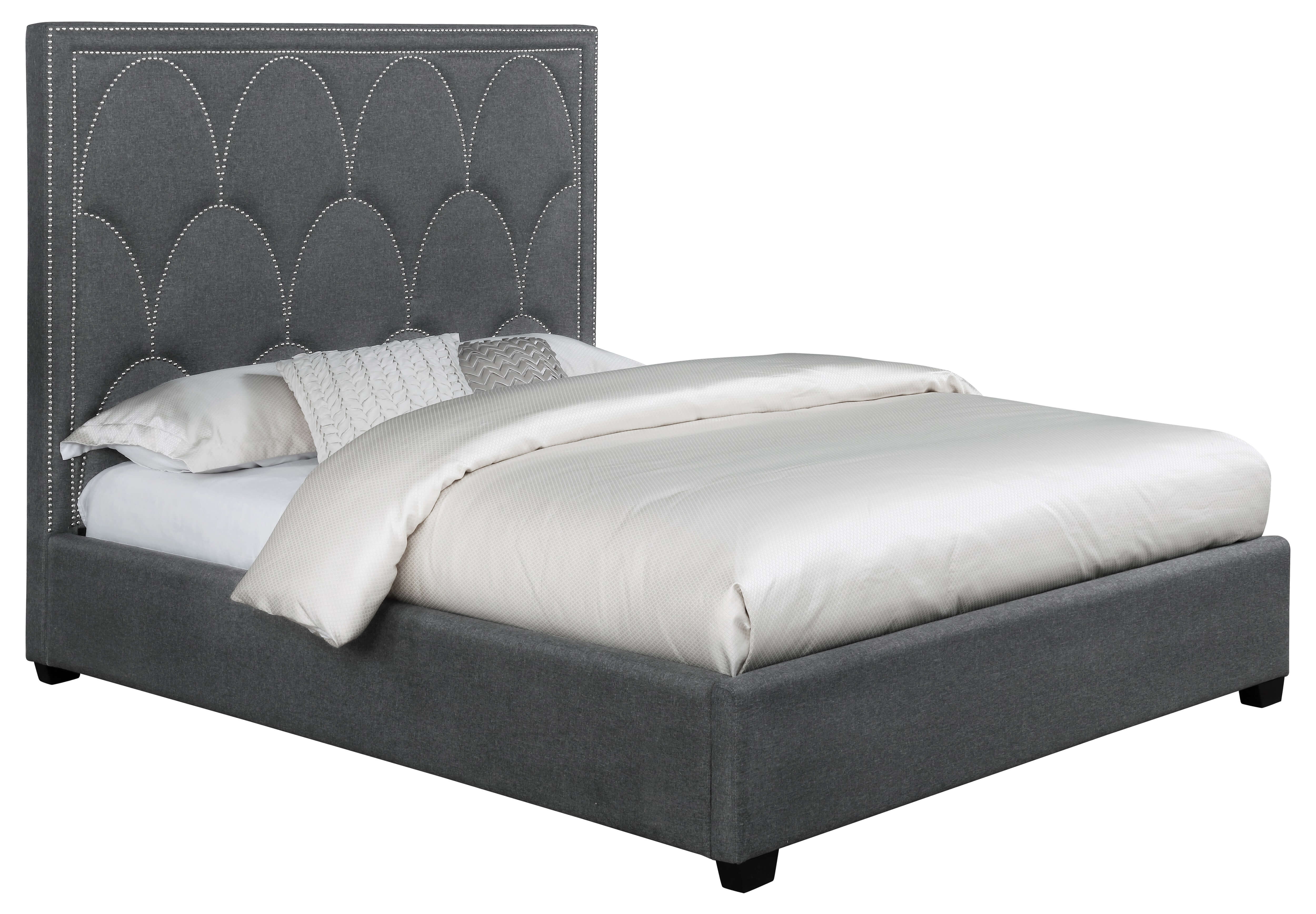 Bowfield Fabric Bed w/Nailhead Trim, Eastern King Size