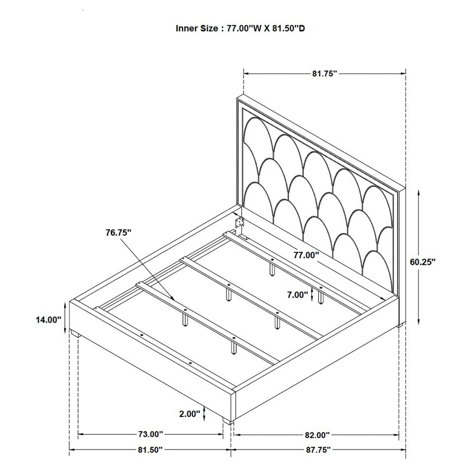 Bowfield Fabric Bed w/Nailhead Trim, Eastern King Size