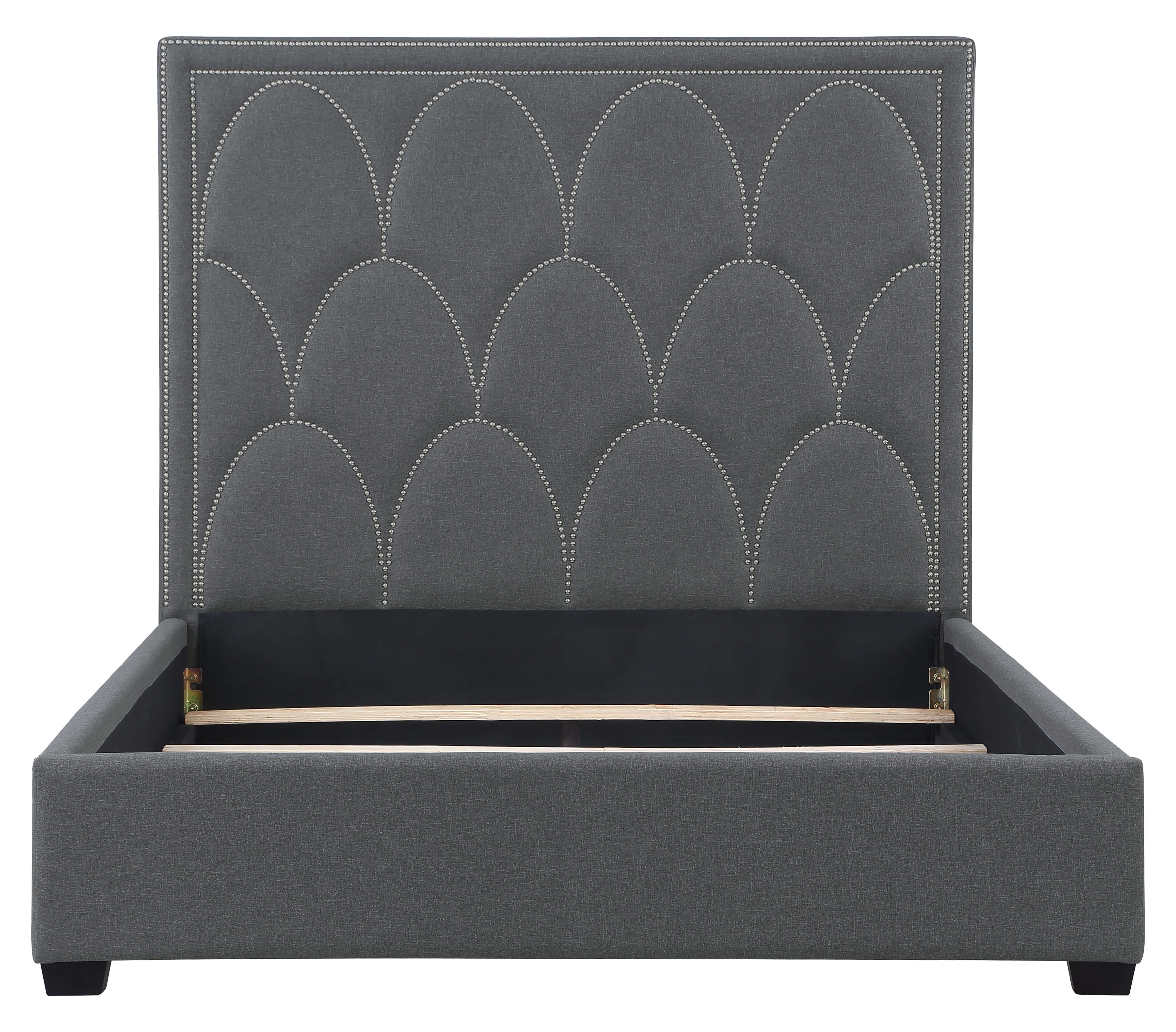 Bowfield Fabric Bed w/Nailhead Trim, Queen Size