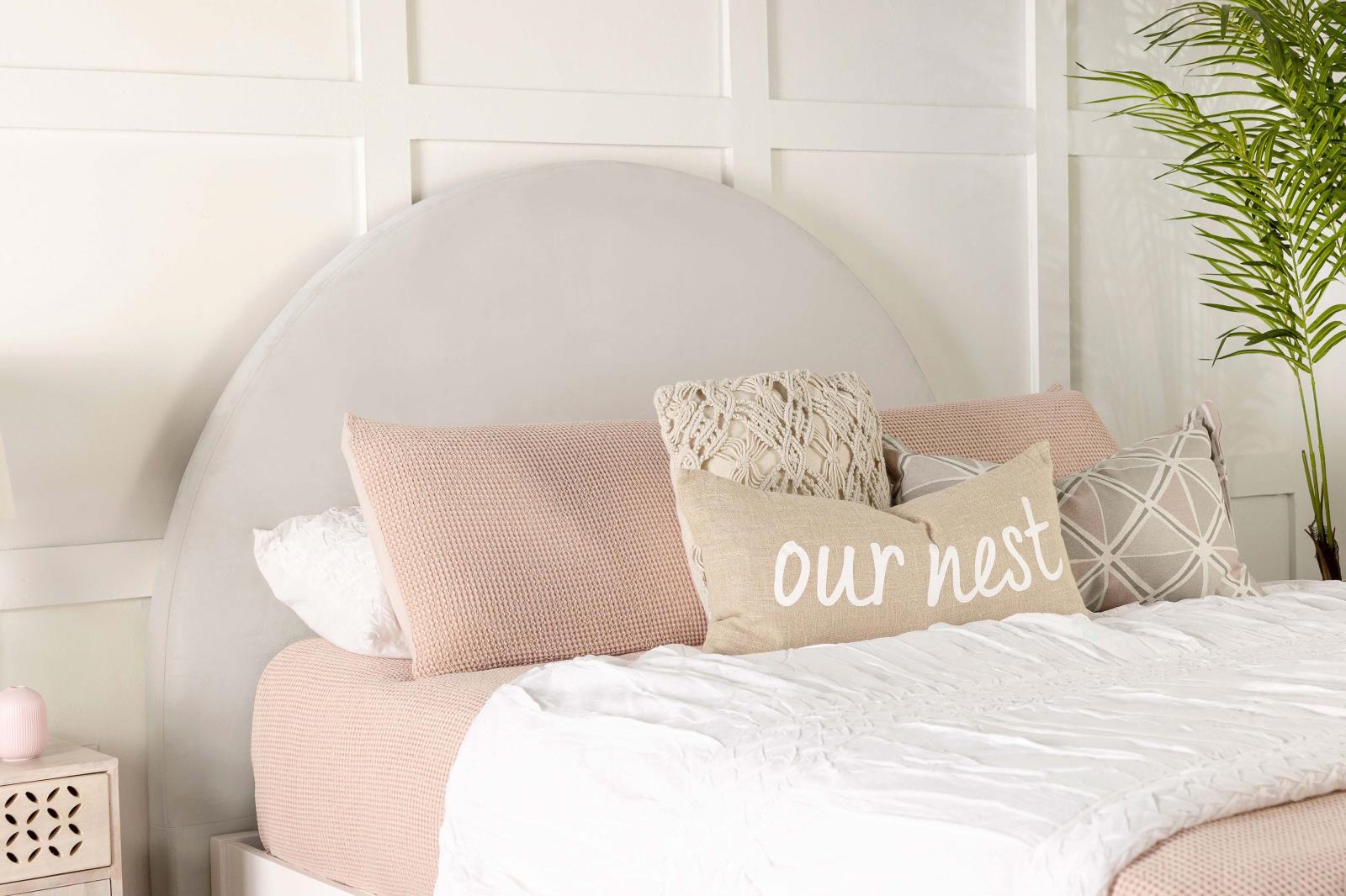 June Velvet Upholstered Arched Headboard, Twin Size