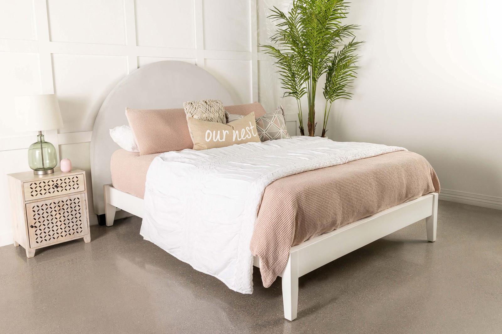 June Velvet Upholstered Arched Headboard, Twin Size