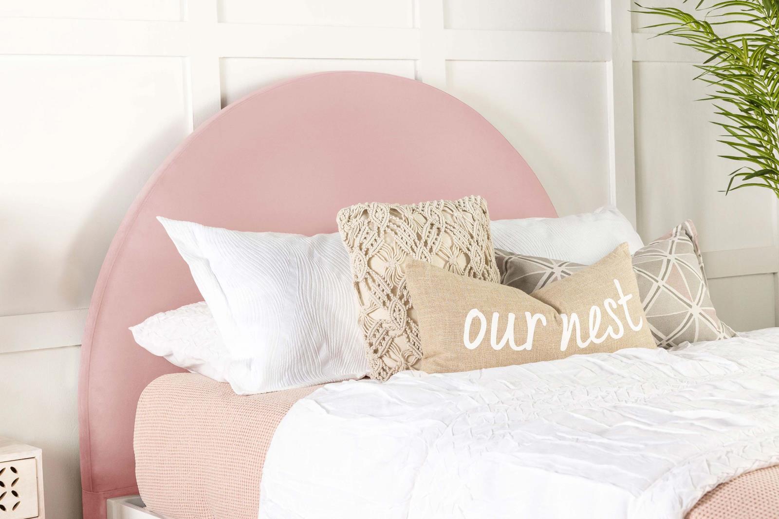 June Velvet Upholstered Arched Headboard, Queen/Full Size