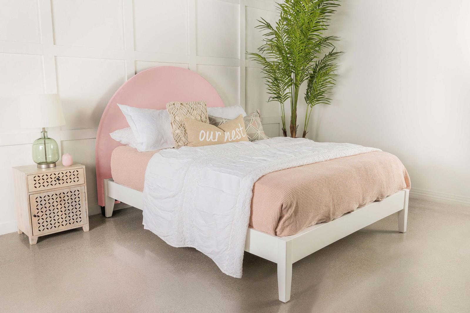 June Velvet Upholstered Arched Headboard, Queen/Full Size