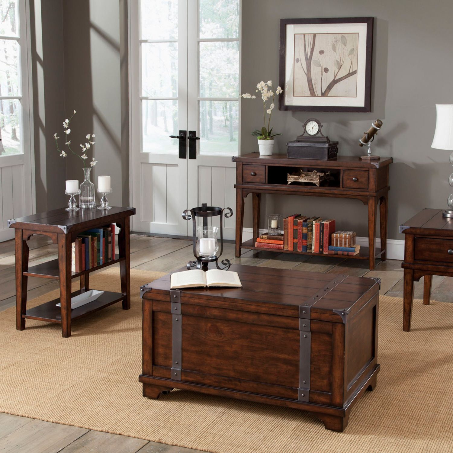 Aspen Skies Rectangular Wood End Table w/Drawer