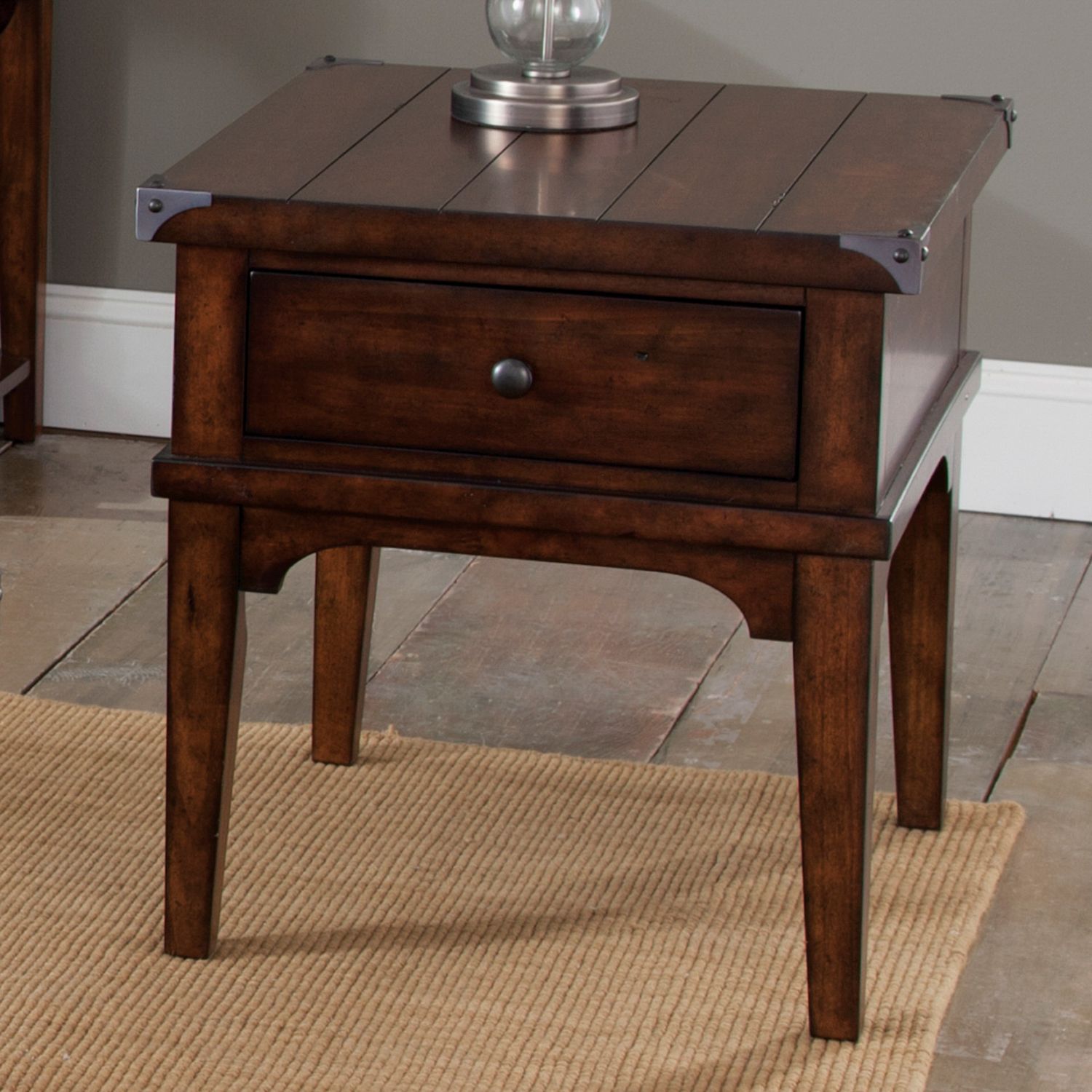 Aspen Skies Rectangular Wood End Table w/Drawer