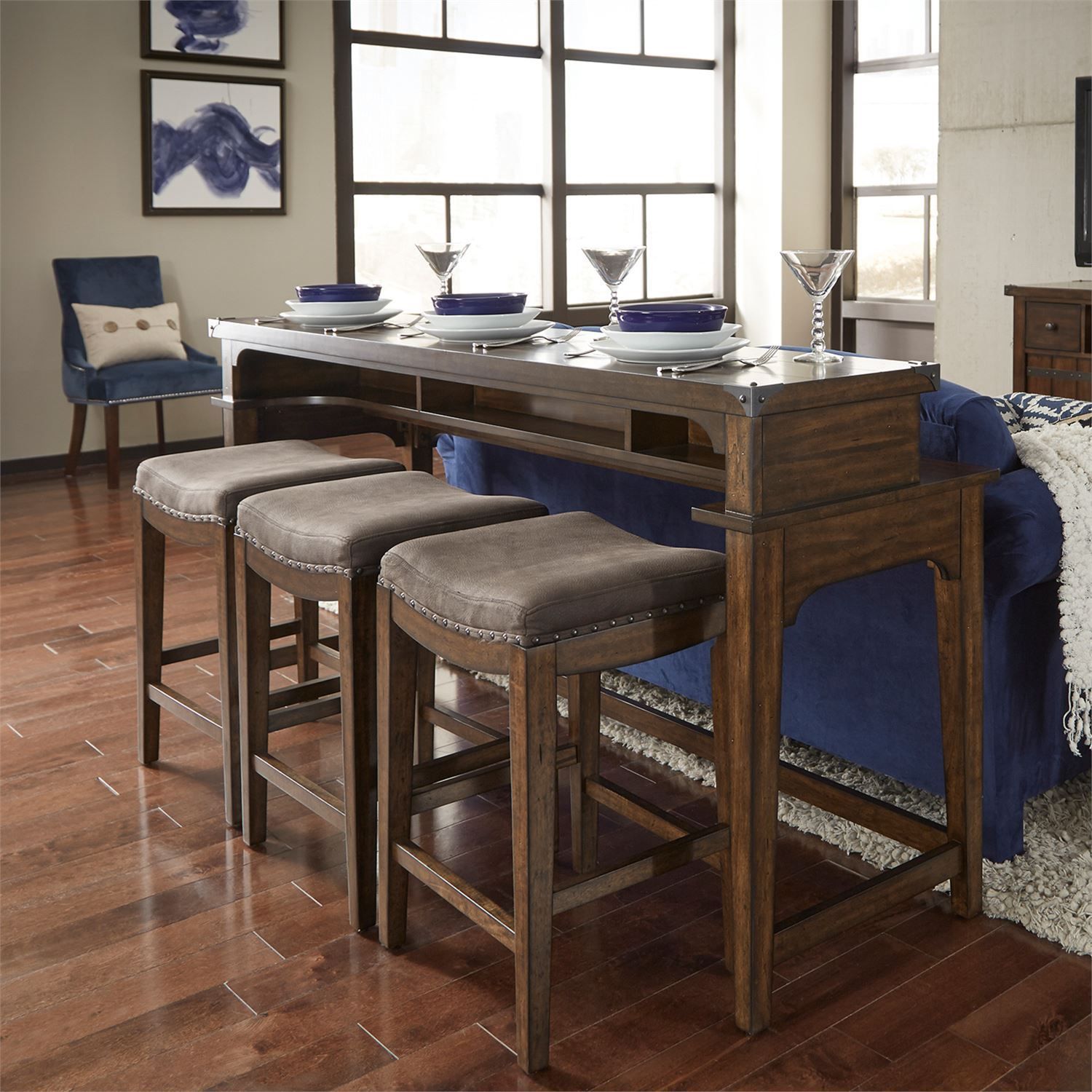 Aspen Skies Rectangular Wood Console Bar Table
