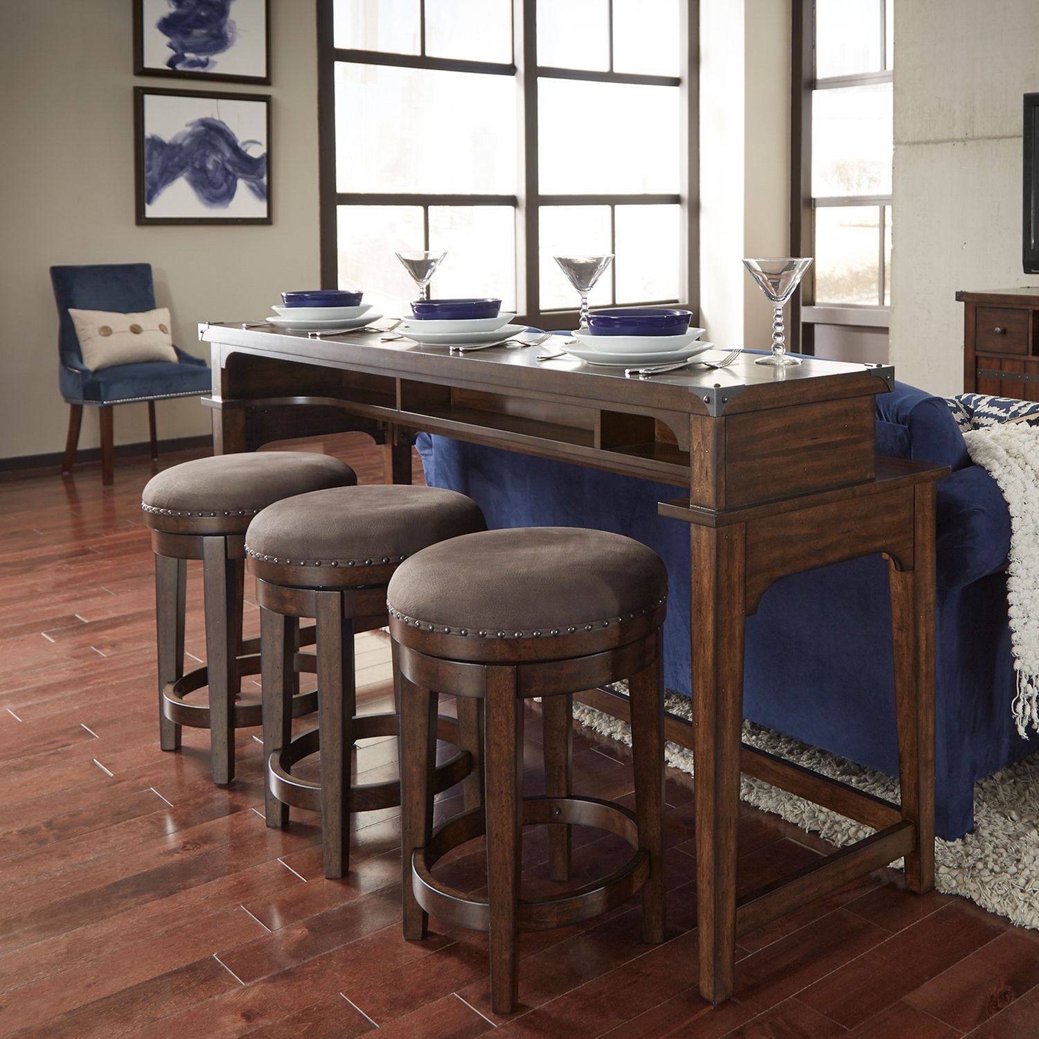 Aspen Skies Wood Console Bar Set | Russet Brown