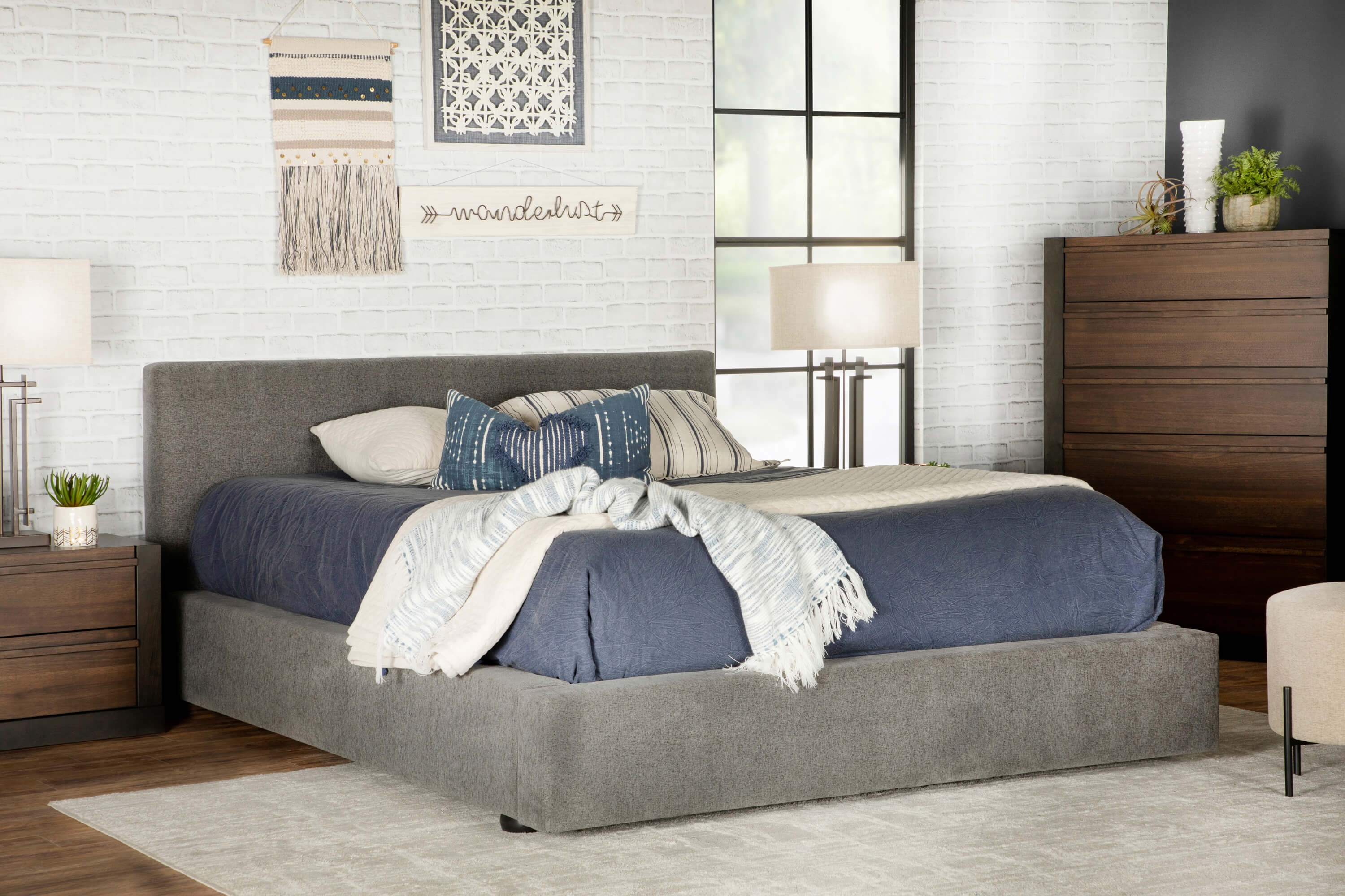 Gregory Fabric Upholstered Platform Bed