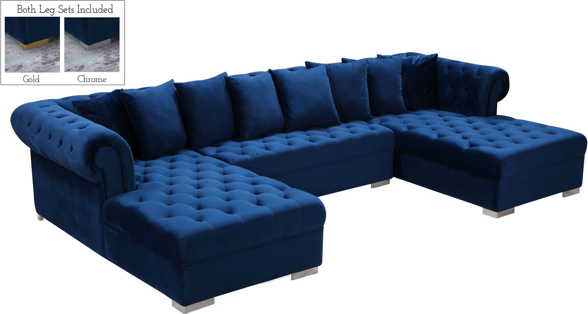 Presley 134" 3-Piece Velvet Sectional