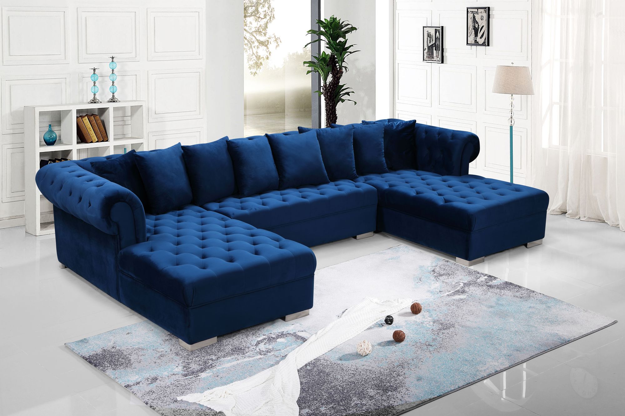 Presley 134" 3-Piece Velvet Sectional