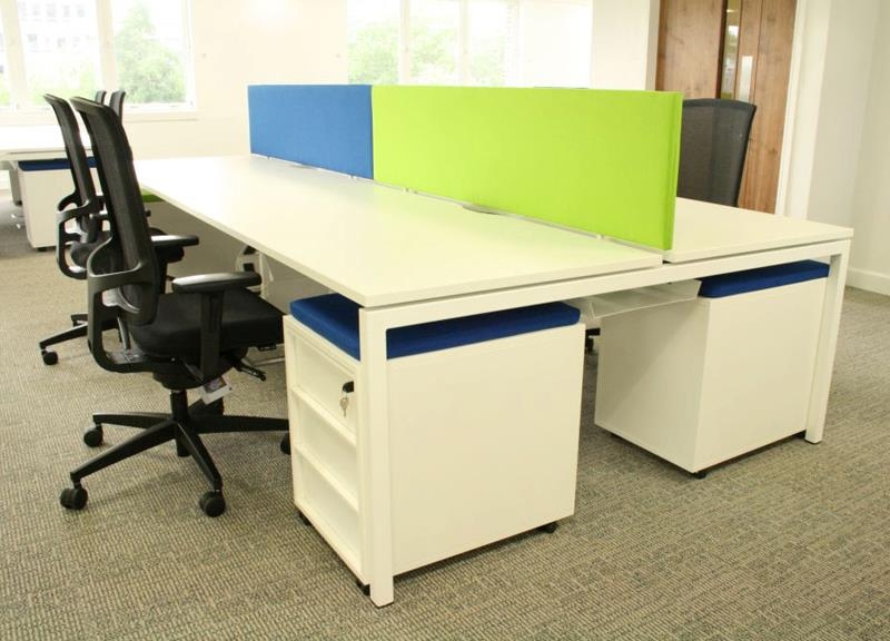 Nova U 125.8" Metal Frame Office 4-Desk Bench