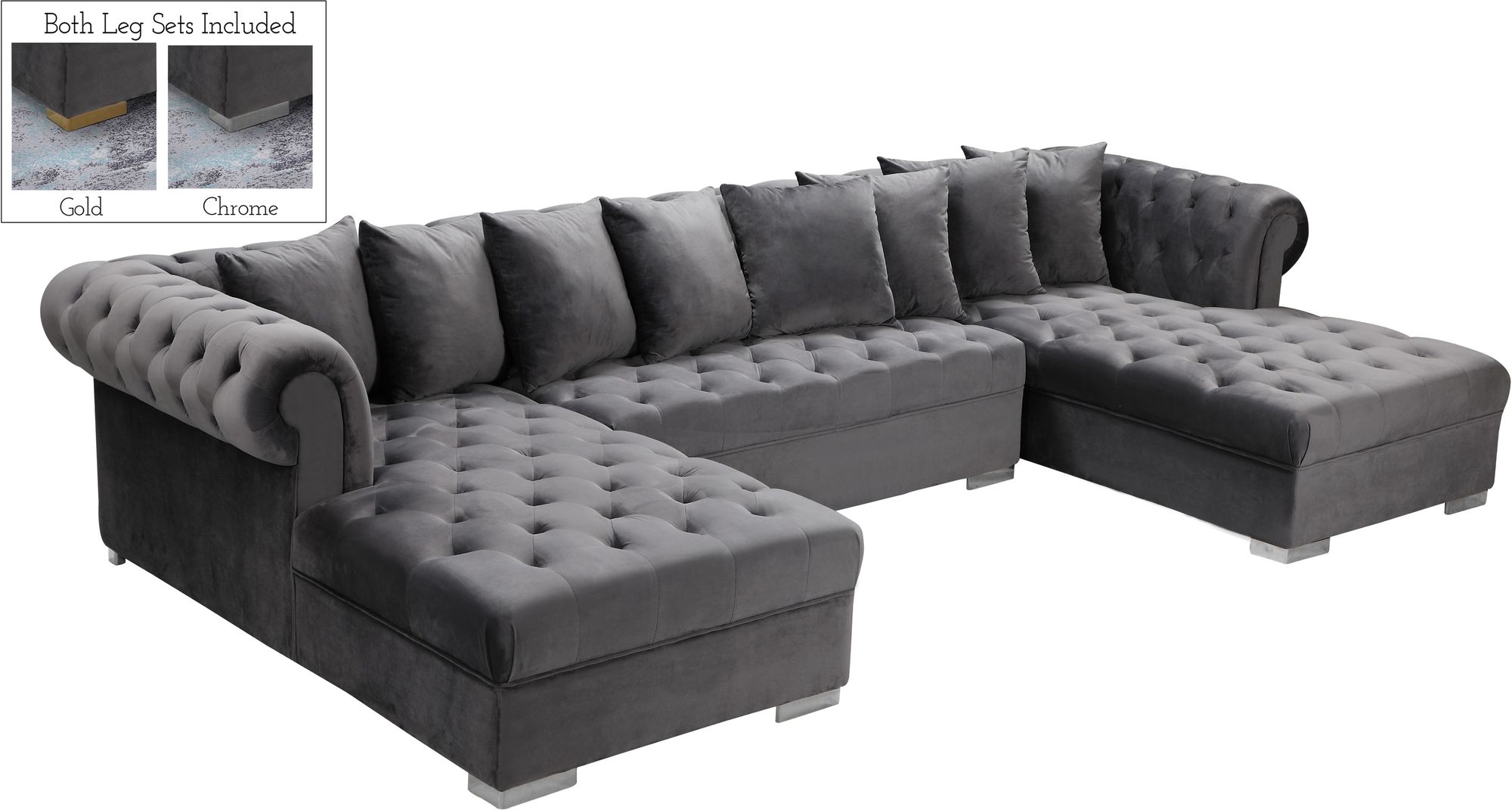 Presley 134" 3-Piece Velvet Sectional