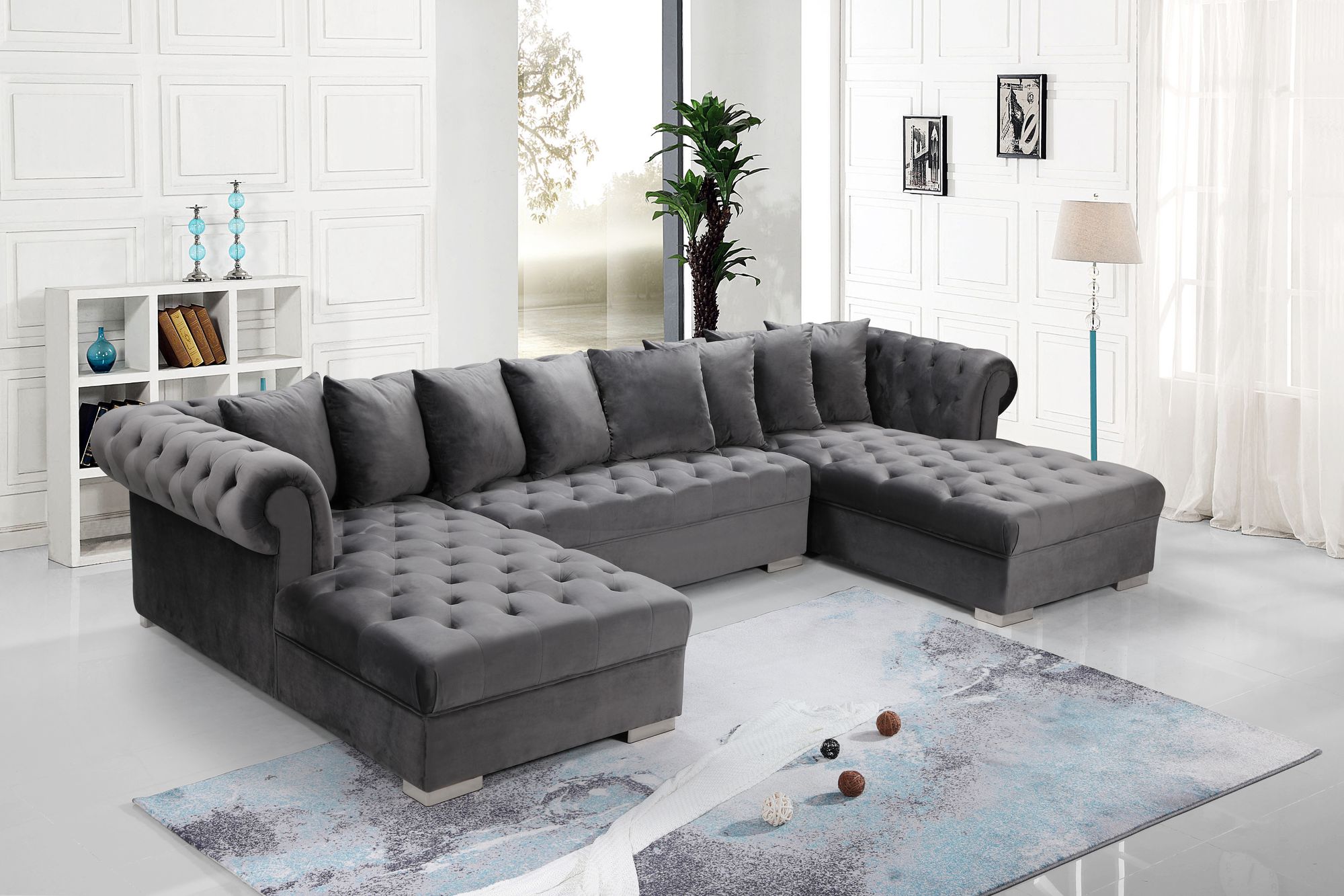 Presley 134" 3-Piece Velvet Sectional