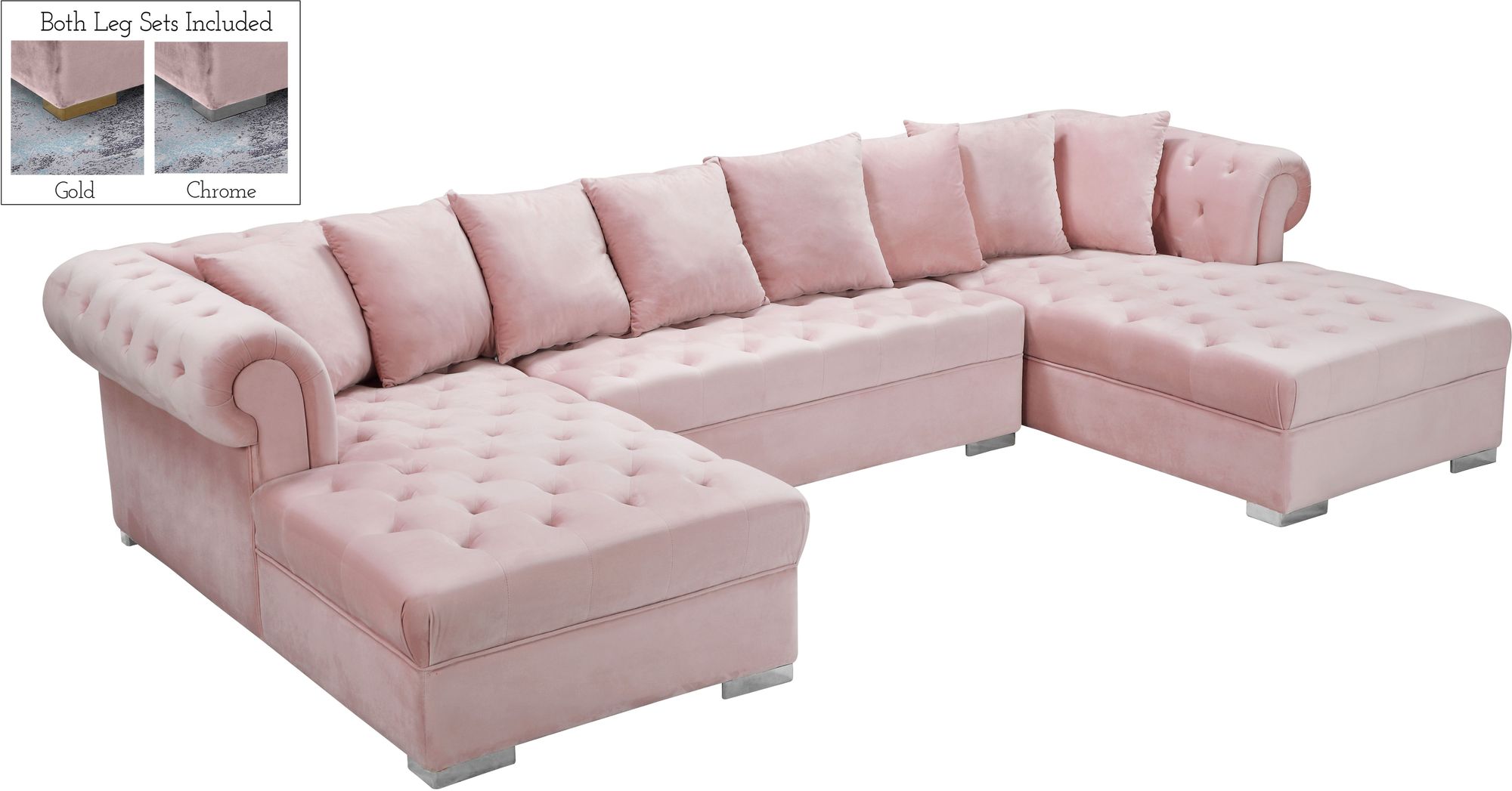 Presley 134" 3-Piece Velvet Sectional