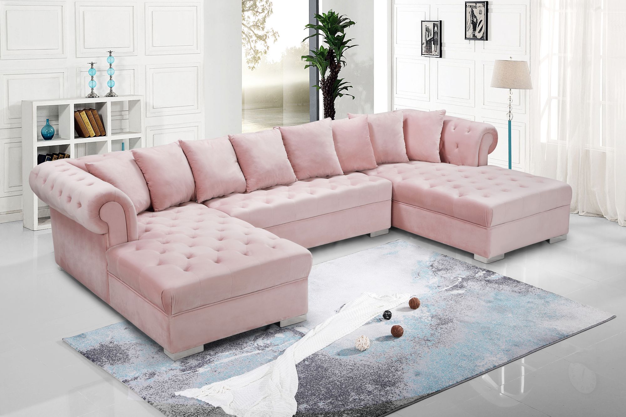 Presley 134" 3-Piece Velvet Sectional