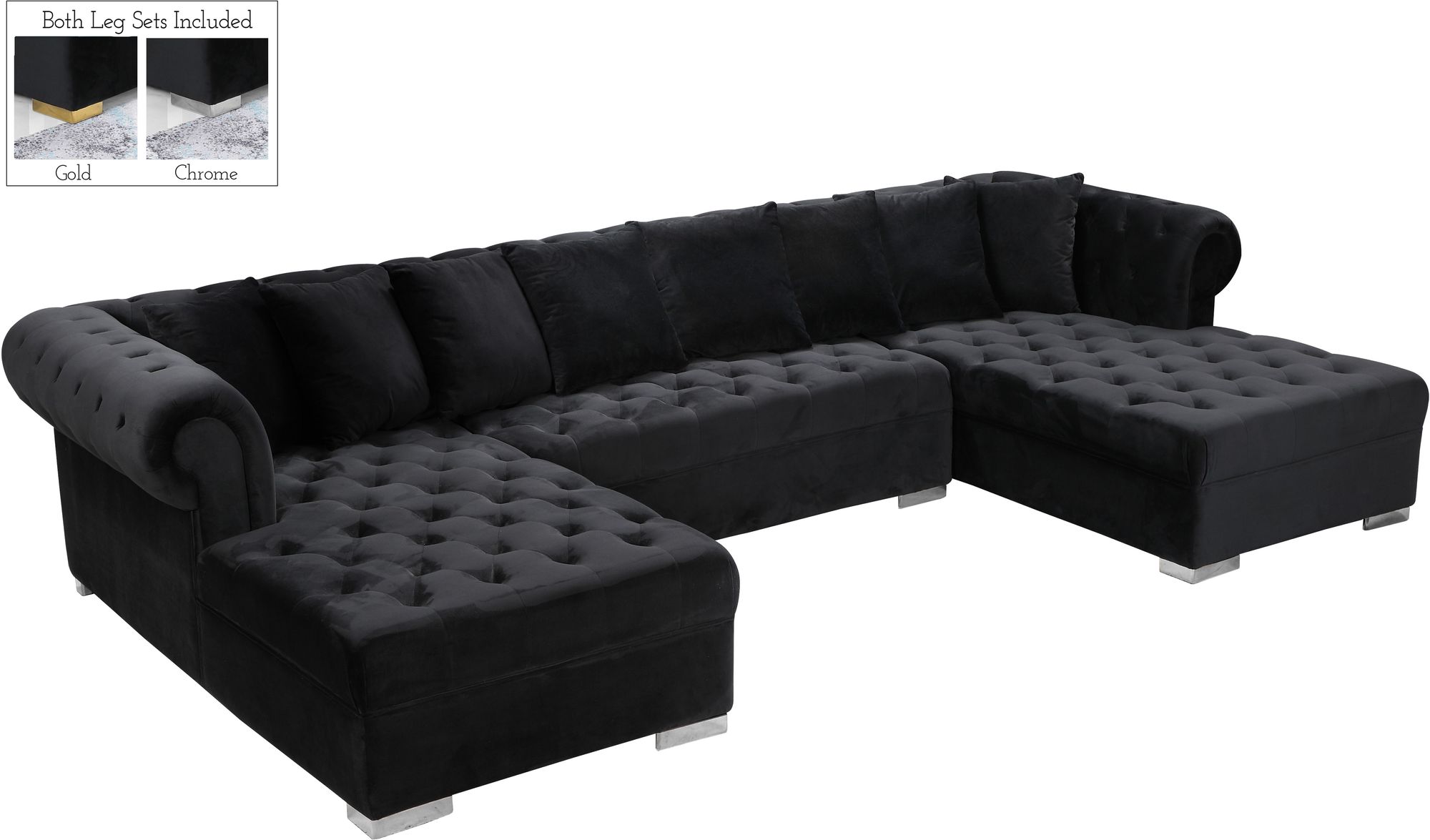Presley 134" 3-Piece Velvet Sectional