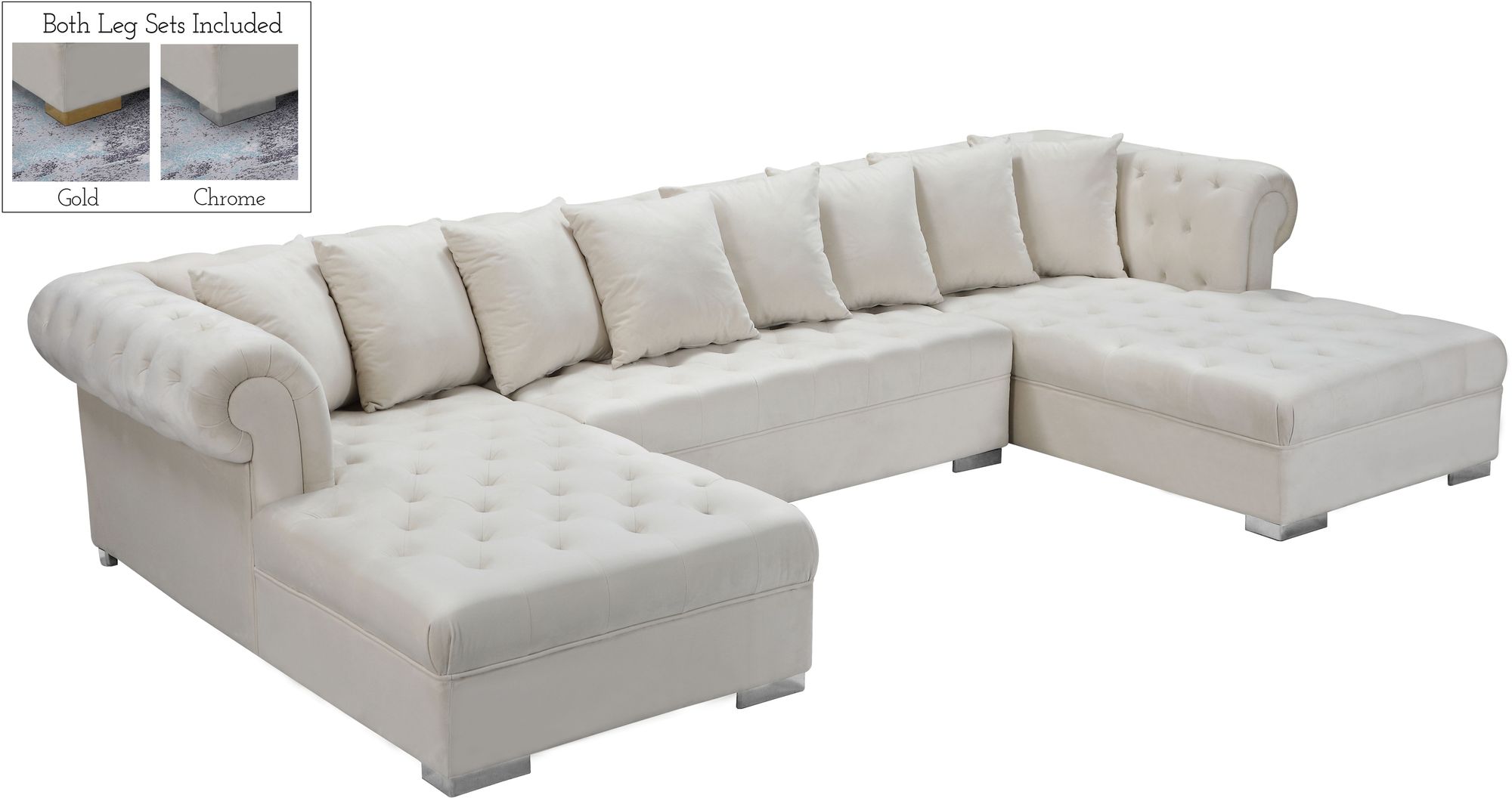 Presley 134" 3-Piece Velvet Sectional