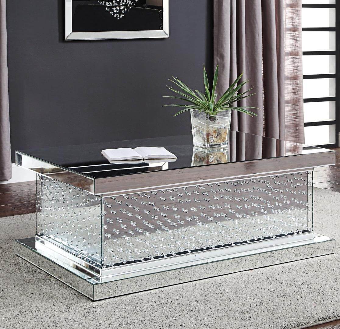 Nysa Mirrored/Faux Crystals Coffee Table