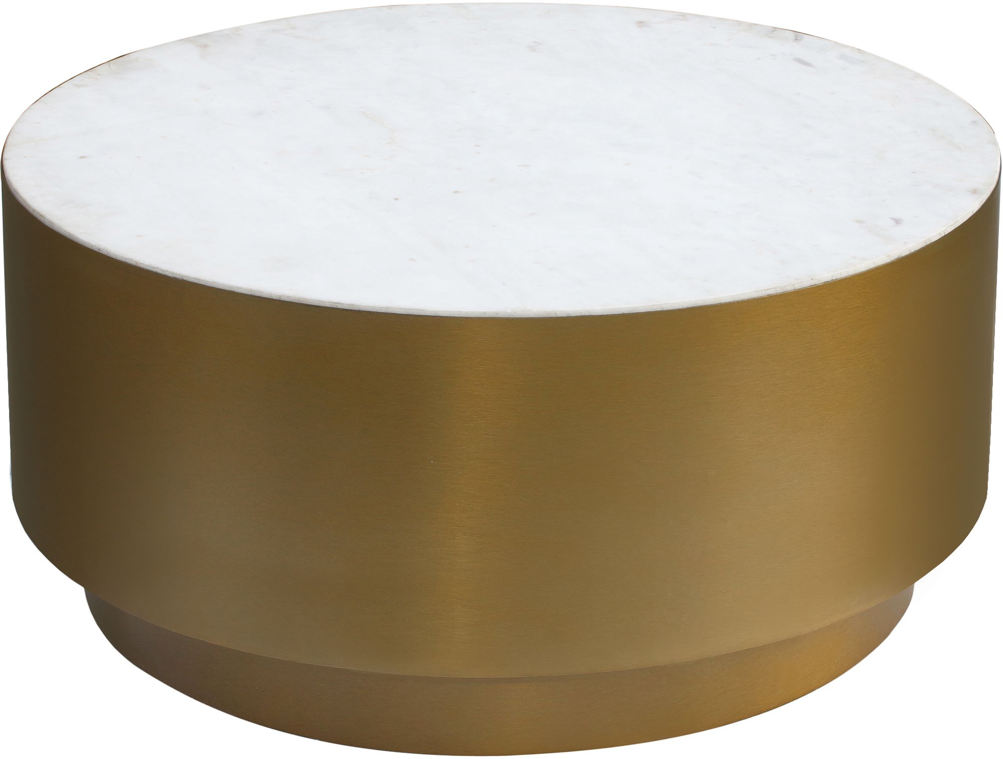 Presley 36" Round Marble Coffee Table with Brushed Gold Metal Base