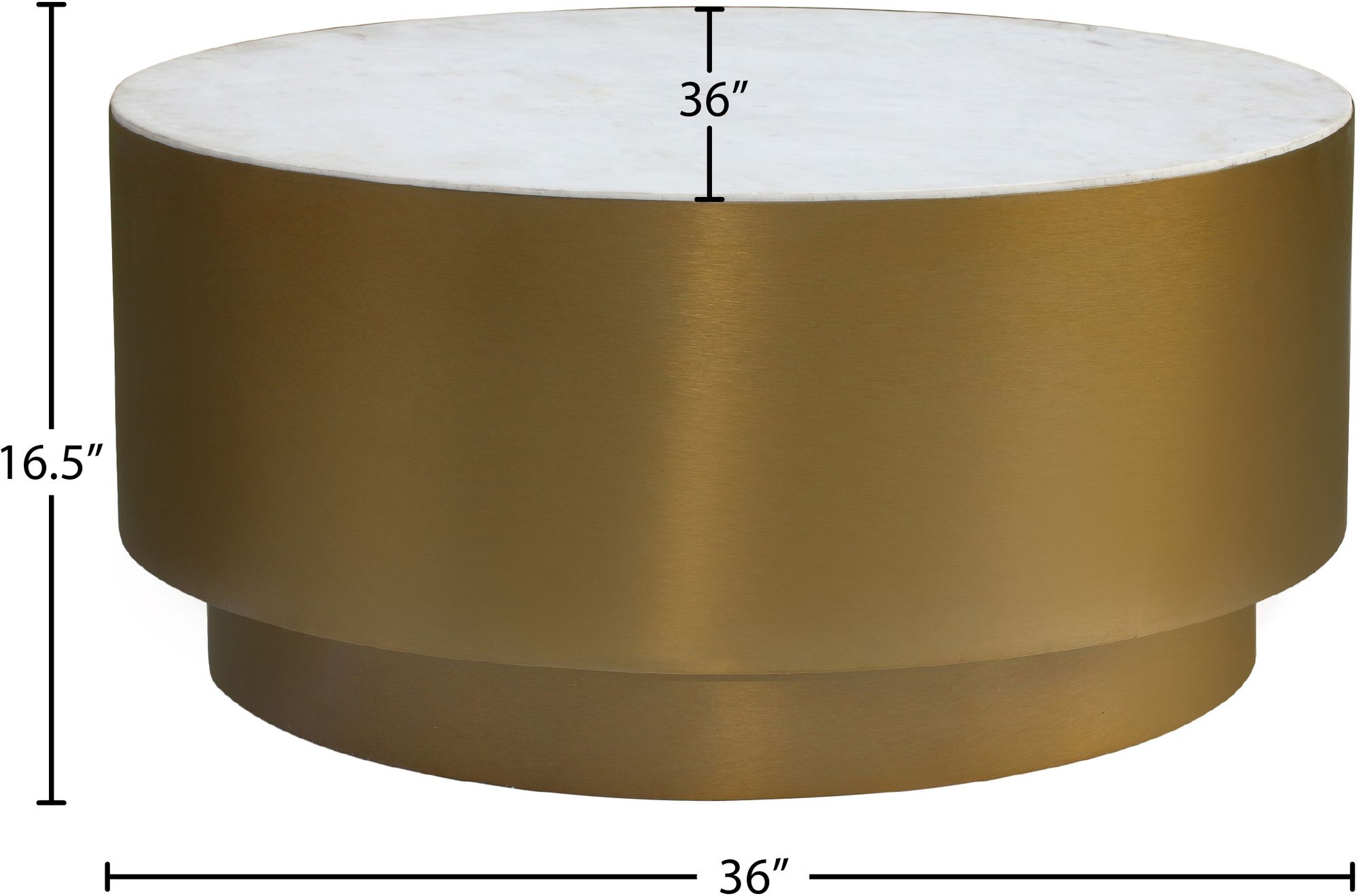 Presley 36" Round Marble Coffee Table with Brushed Gold Metal Base
