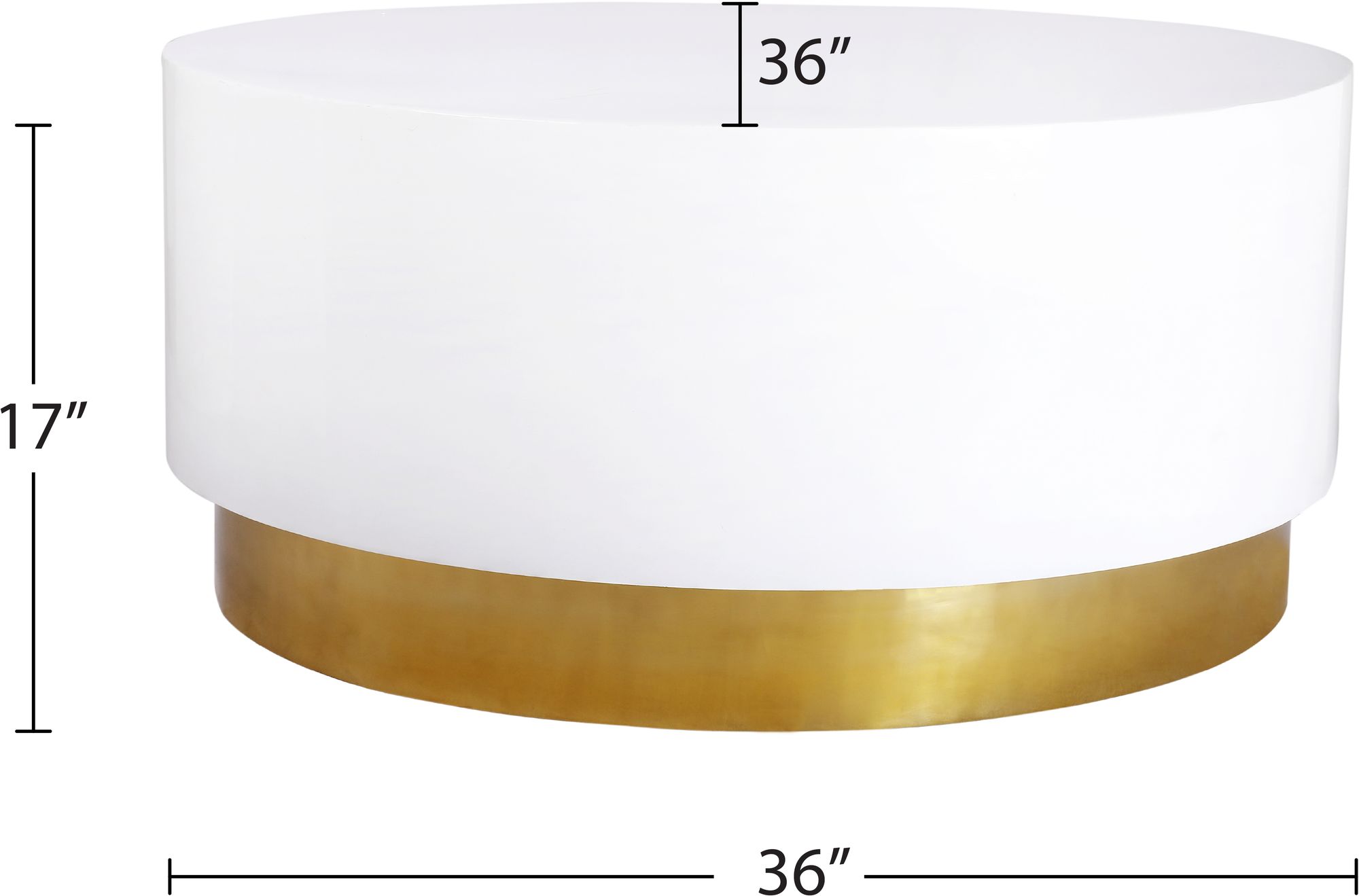 Deco 36" Round Metal Coffee Table with Gold Base