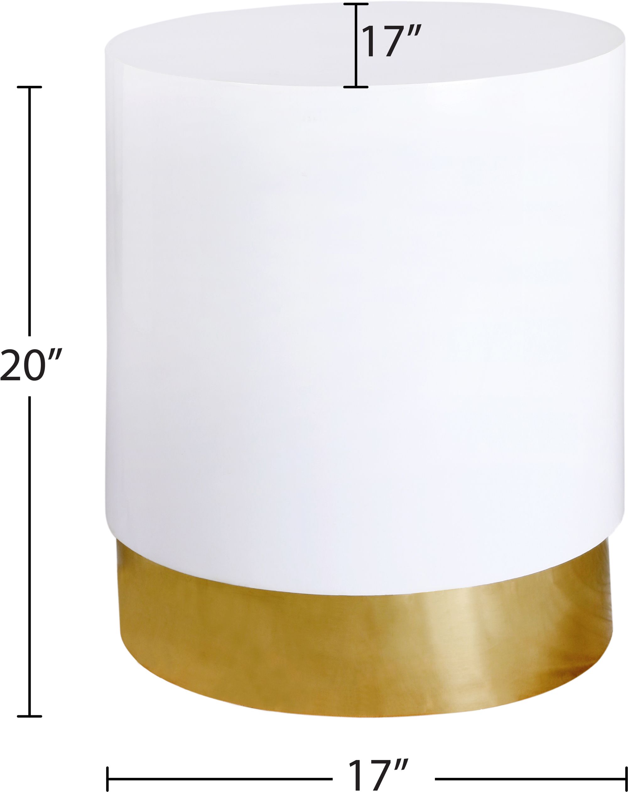 Deco 36" Round Metal Lacquer End Table with Gold Metal Base
