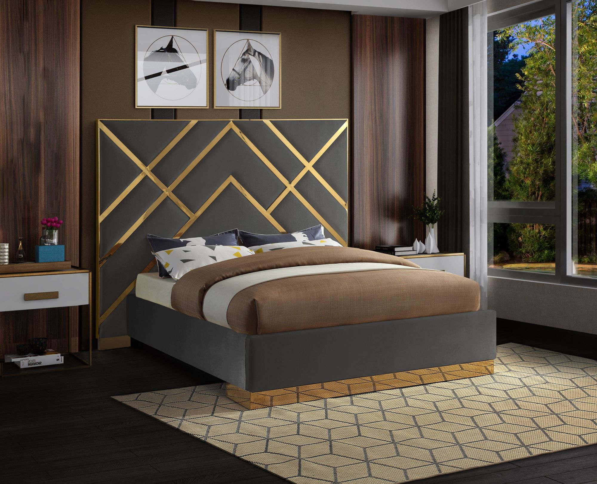 Vector Velvet Queen Size Bed