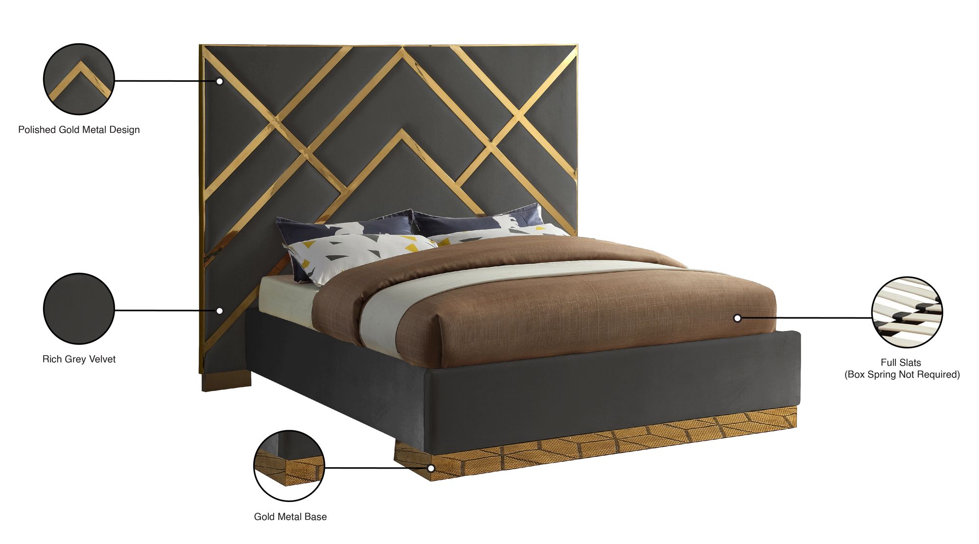 Vector Velvet Queen Size Bed