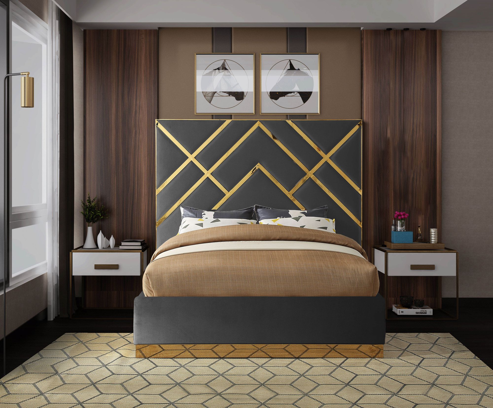 Vector Velvet King Size Bed